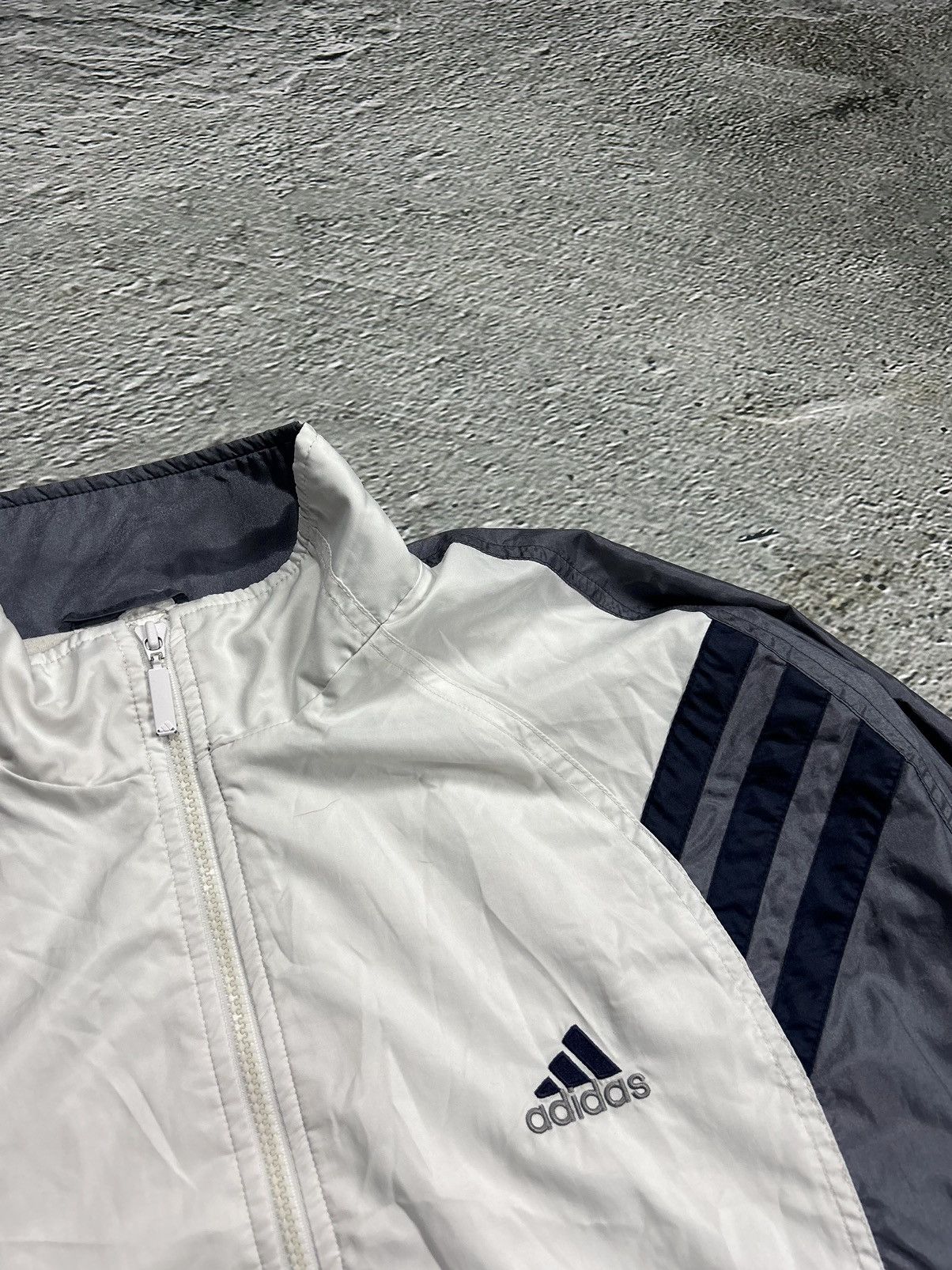 Adidas × Vintage Adidas track suit grey white pants windbreaker vintage Size US XL / EU 56 / 4 - 6 Thumbnail