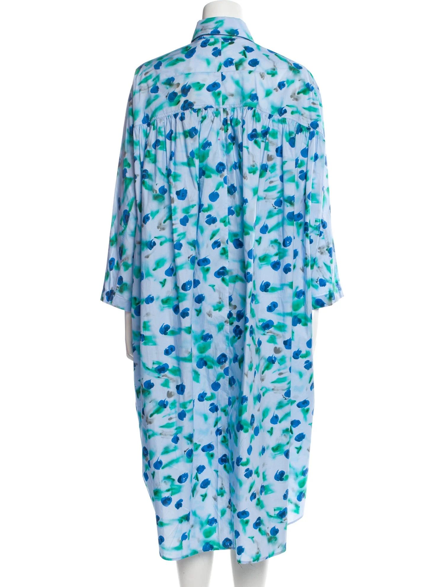 Marni o1w1db10125 Printed Midi Length Dress in Blue Size L / US 10 / IT 46 - 2 Thumbnail