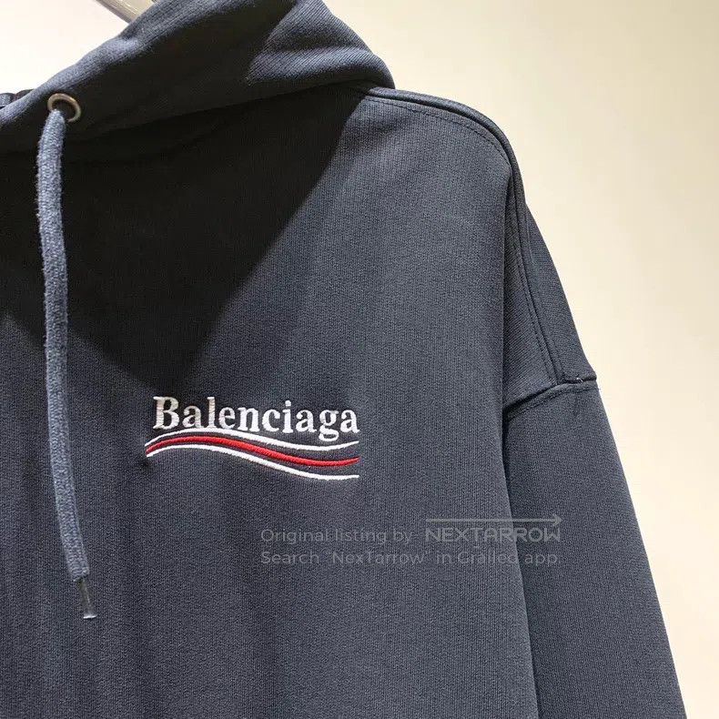 Balenciaga Balenciaga Embroidered Wave Logo Hooded Sweatshirt Size US XL / EU 56 / 4 - 6 Thumbnail
