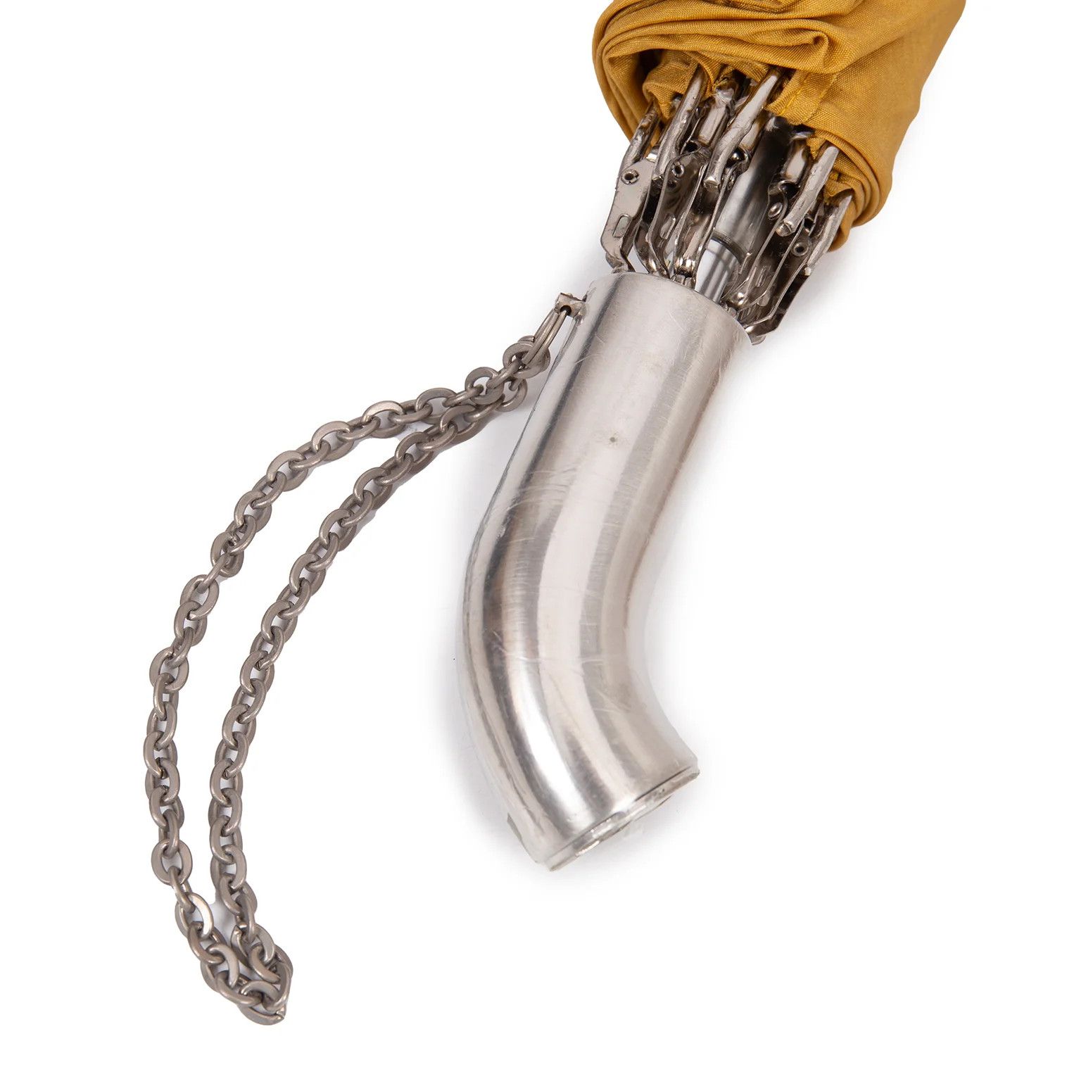 Jean Paul Gaultier Metal Chain Handle Folding Umbrella in Yellow Size ONE SIZE - 4 Thumbnail