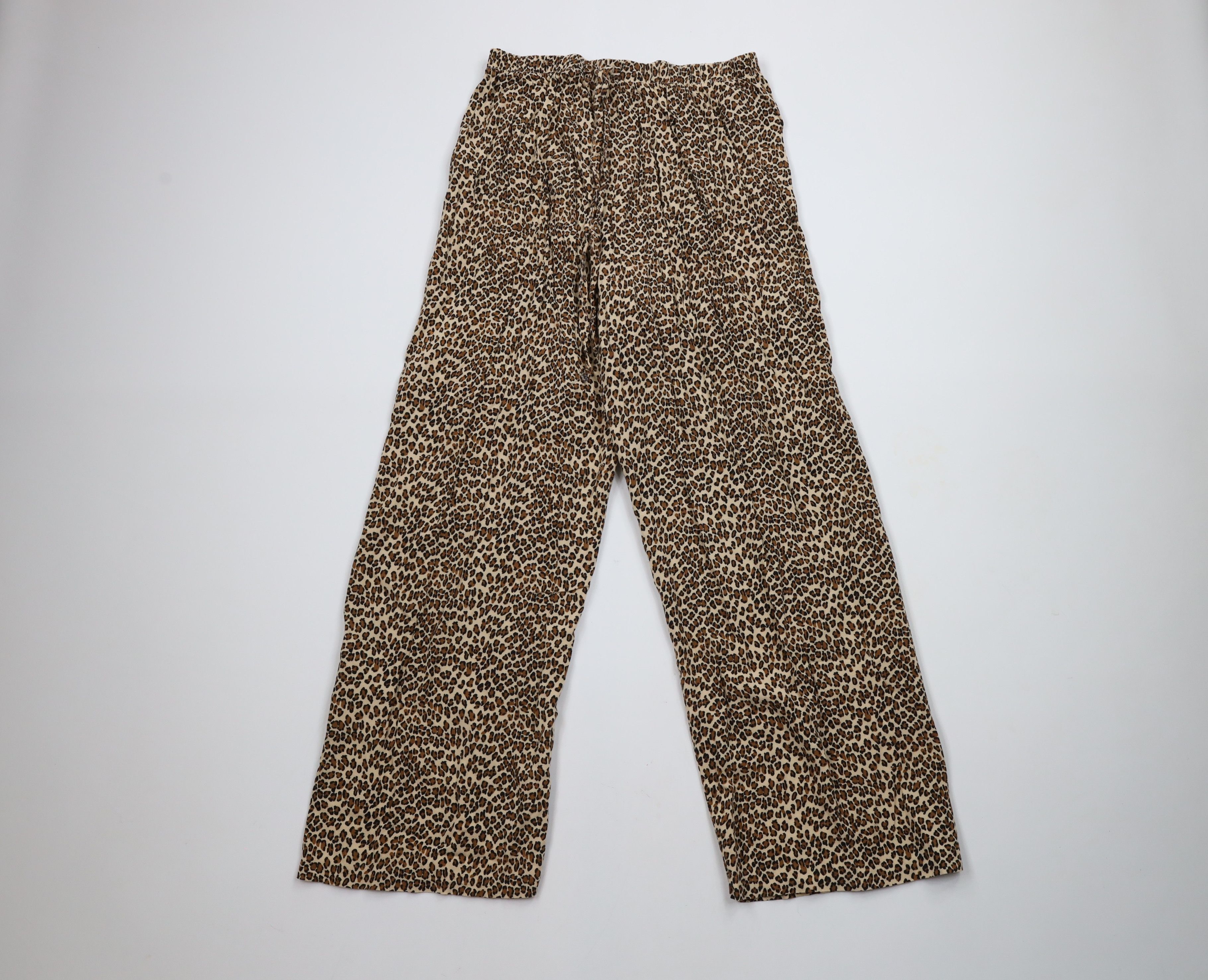 Vintage Vintage 90s Streetwear Print Rayon Wide Leg Lounge Pants USA Size 28" / US 6 / IT 42 - 1 Thumbnail