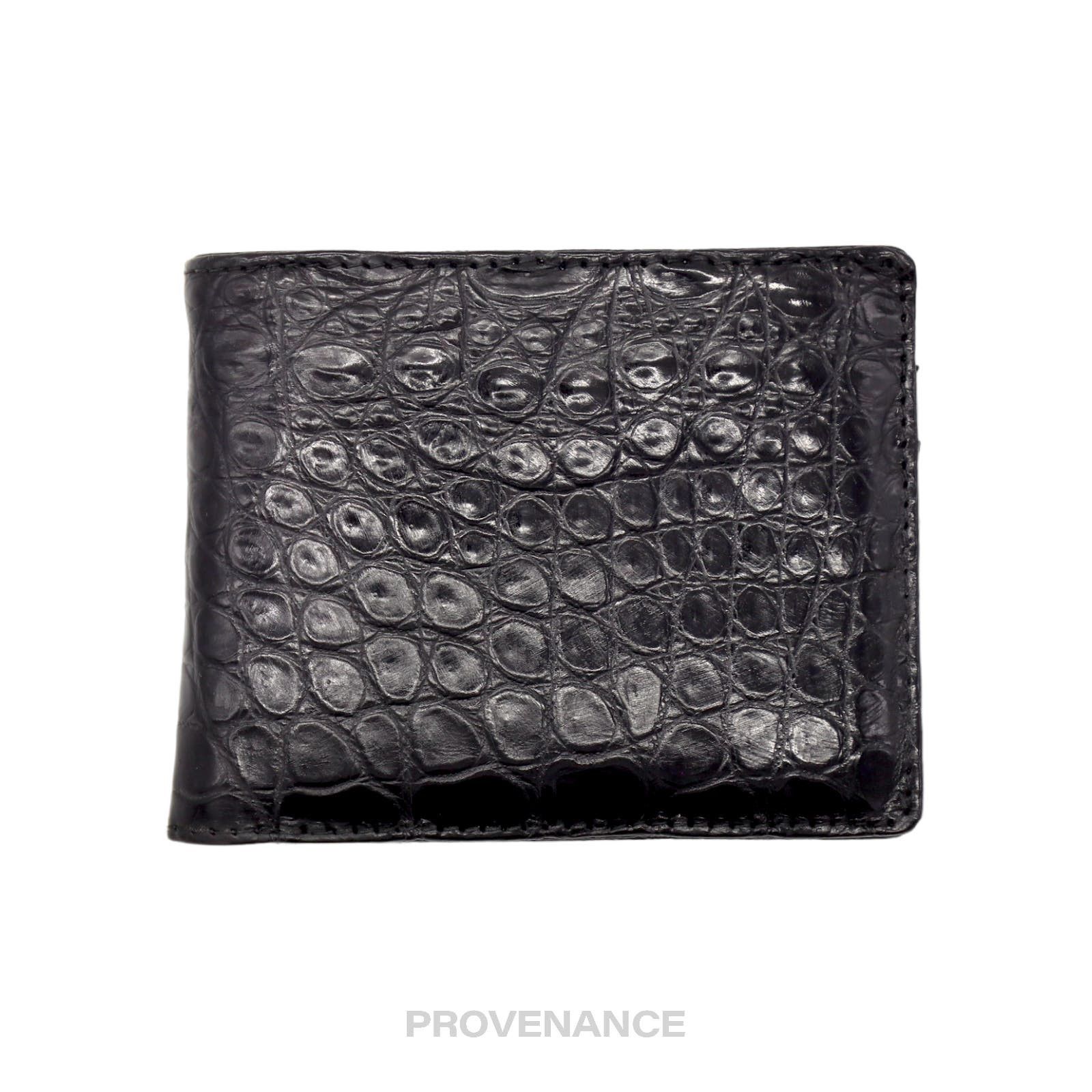 image of Vintage Bifold Wallet - Black Crocodile Leather, Men's