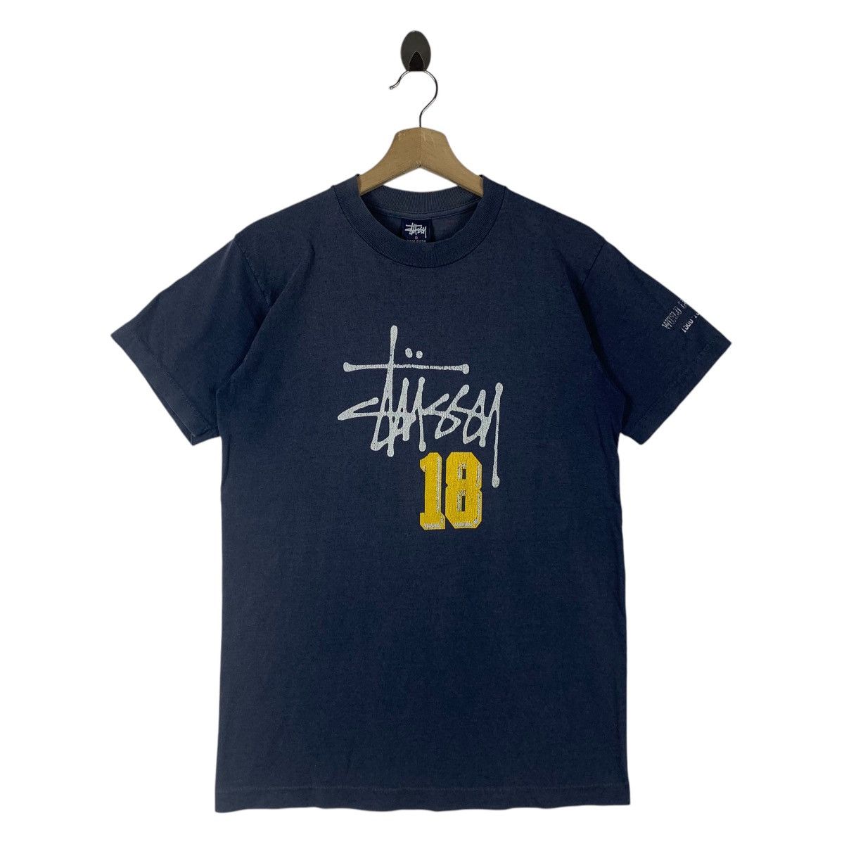 Stussy × Vintage Vintage 90s STUSSY 18 big printed streetwear tee Size US S / EU 44-46 / 1 - 1 Thumbnail