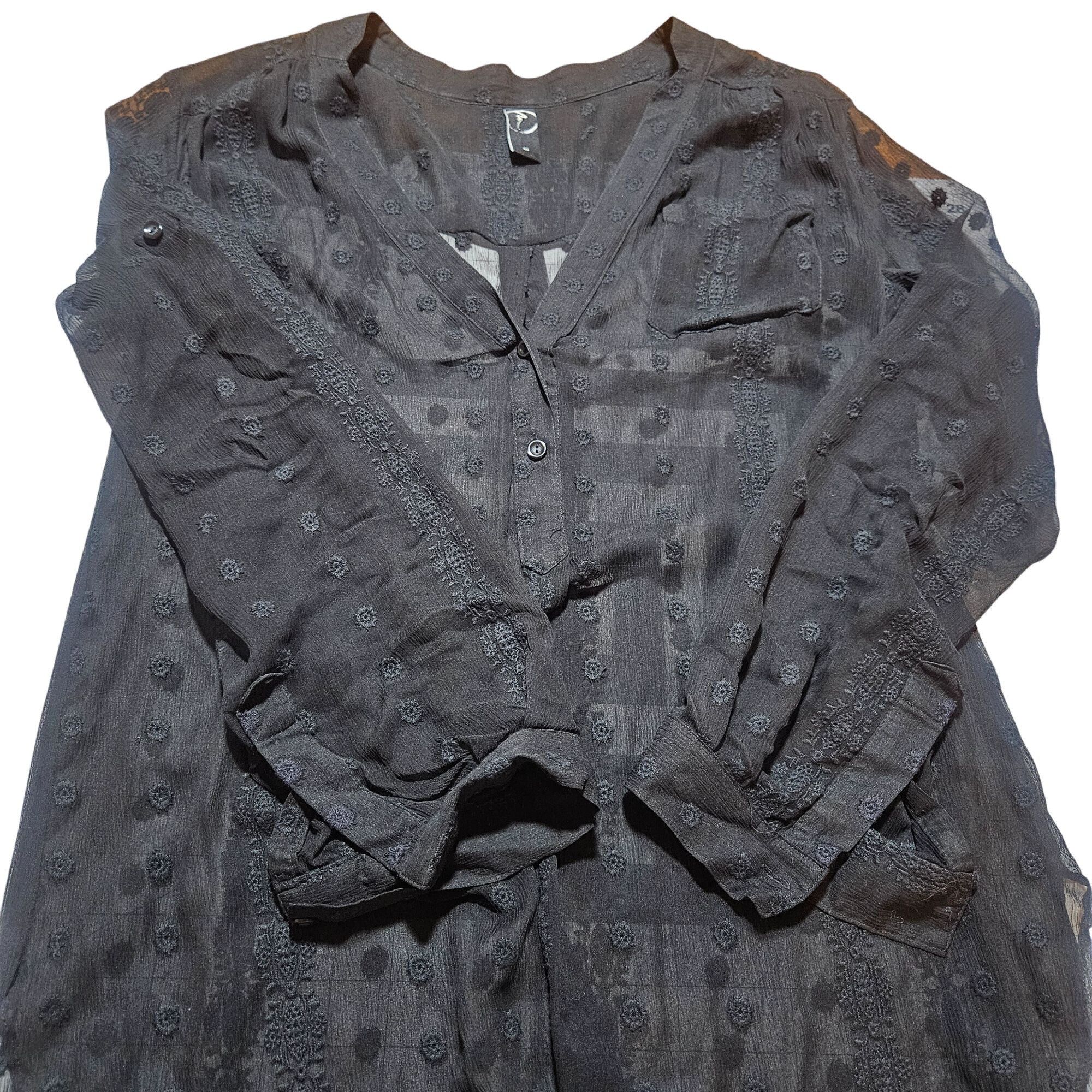 The Unbranded Brand Sheer Blouse Black Small Stretchy Lightweight Minimalist Boh Size S / US 4 / IT 40 - 3 Thumbnail