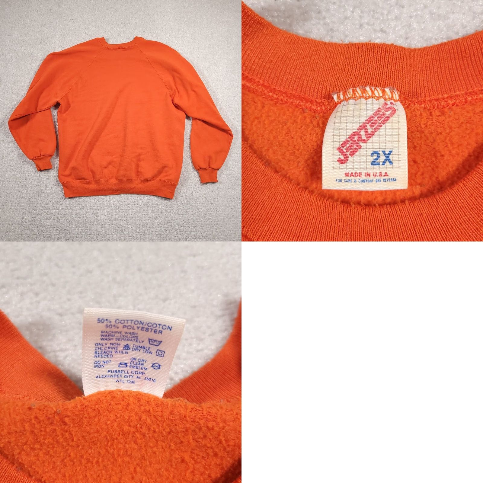 Jerzees VINTAGE JERZEES Orange Crewneck Sweatshirt Adult 2X Long Sleeve Sweatshirt Unisex Adults Mens Womens Orange Crewneck 2X Long Sleeve USA Pattern Solid Size US XXL / EU 58 / 5 - 9 Thumbnail