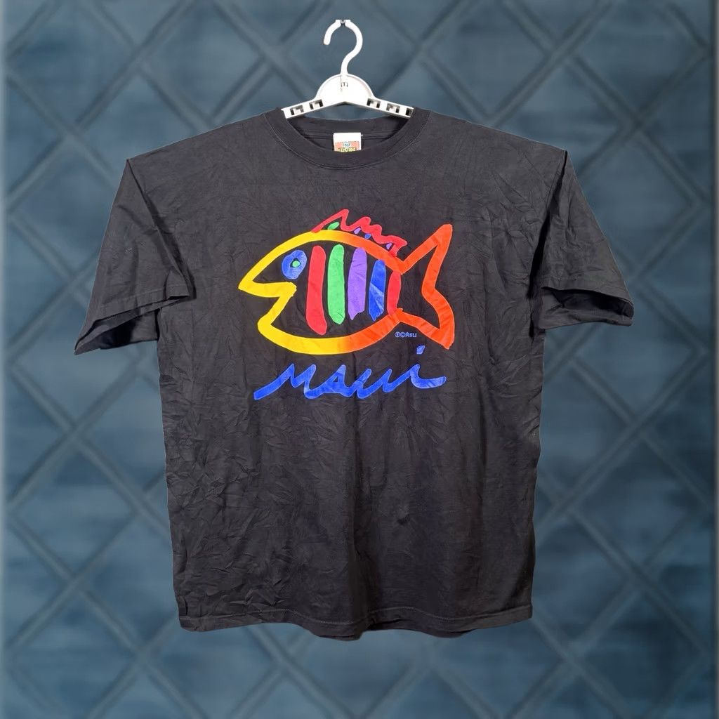 Vintage VINTAGE SGT Leisure Maui Men's T-Shirt Short Sleeve Crew Neck 2XL Black Cotton Logo 90s Beach Fish Pattern Shirt Mens Size US XXL / EU 58 / 5 - 1 Thumbnail