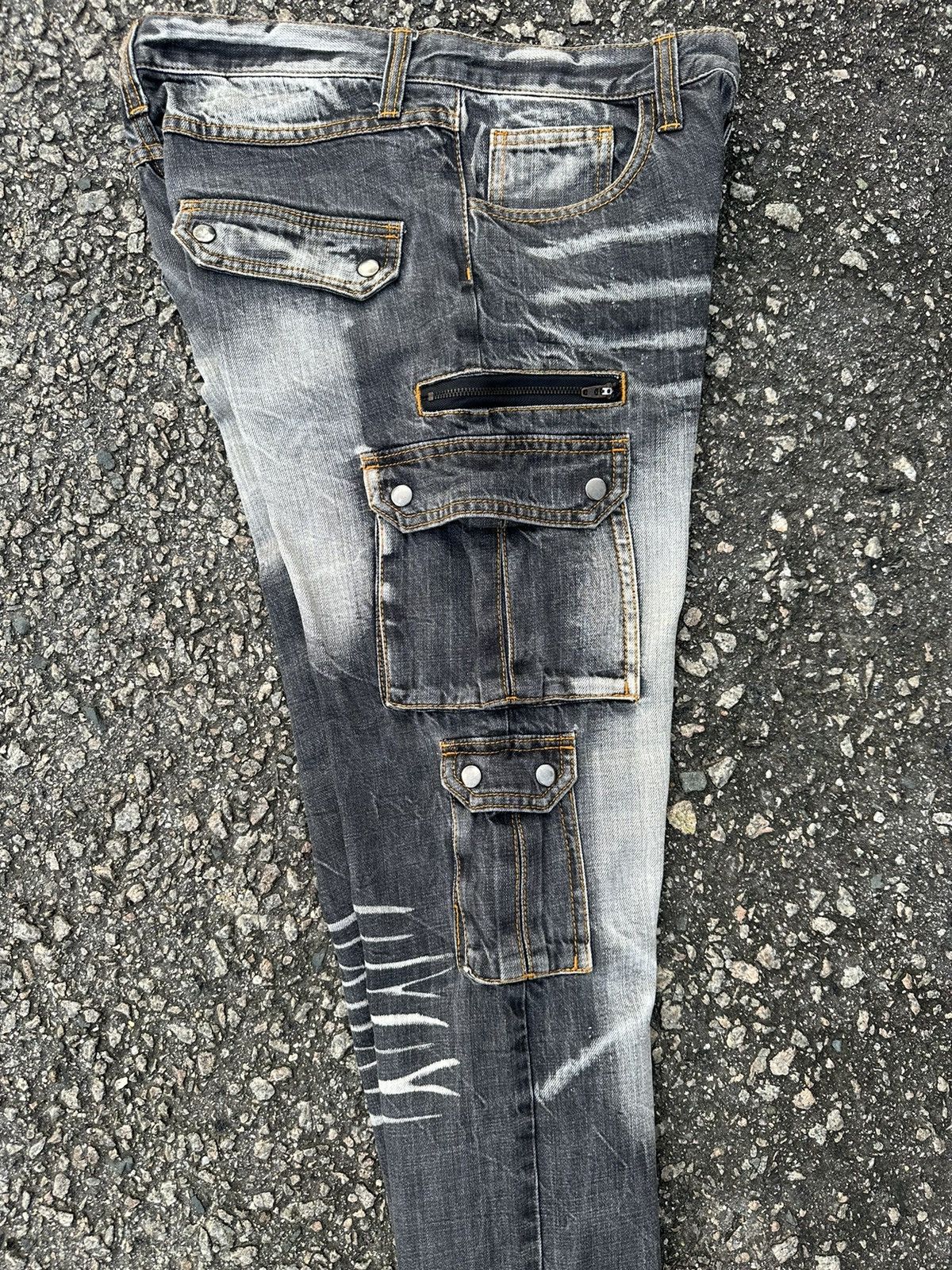 If Six Was Nine DENIM CARGO PANTS VOMANIE FADED VINTAGE Size US 30 / EU 46 - 13 Thumbnail