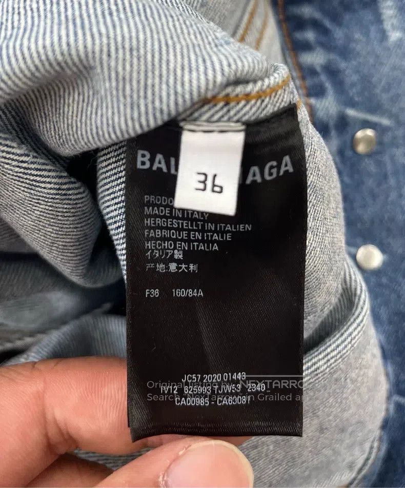 Balenciaga Balenciaga Blue denim jacket with full logo letter embroid Size XS / US 0-2 / IT 36-38 - 4 Thumbnail