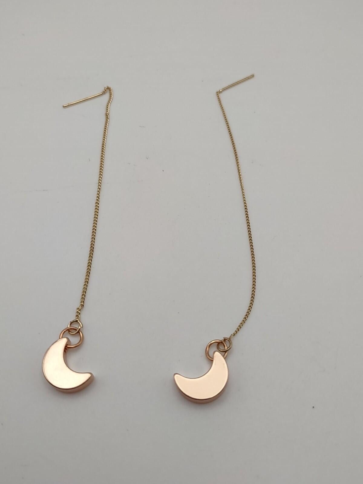 The Unbranded Brand Sterling Silver Crescent Moon Threader Earrings 925 Size ONE SIZE - 3 Thumbnail