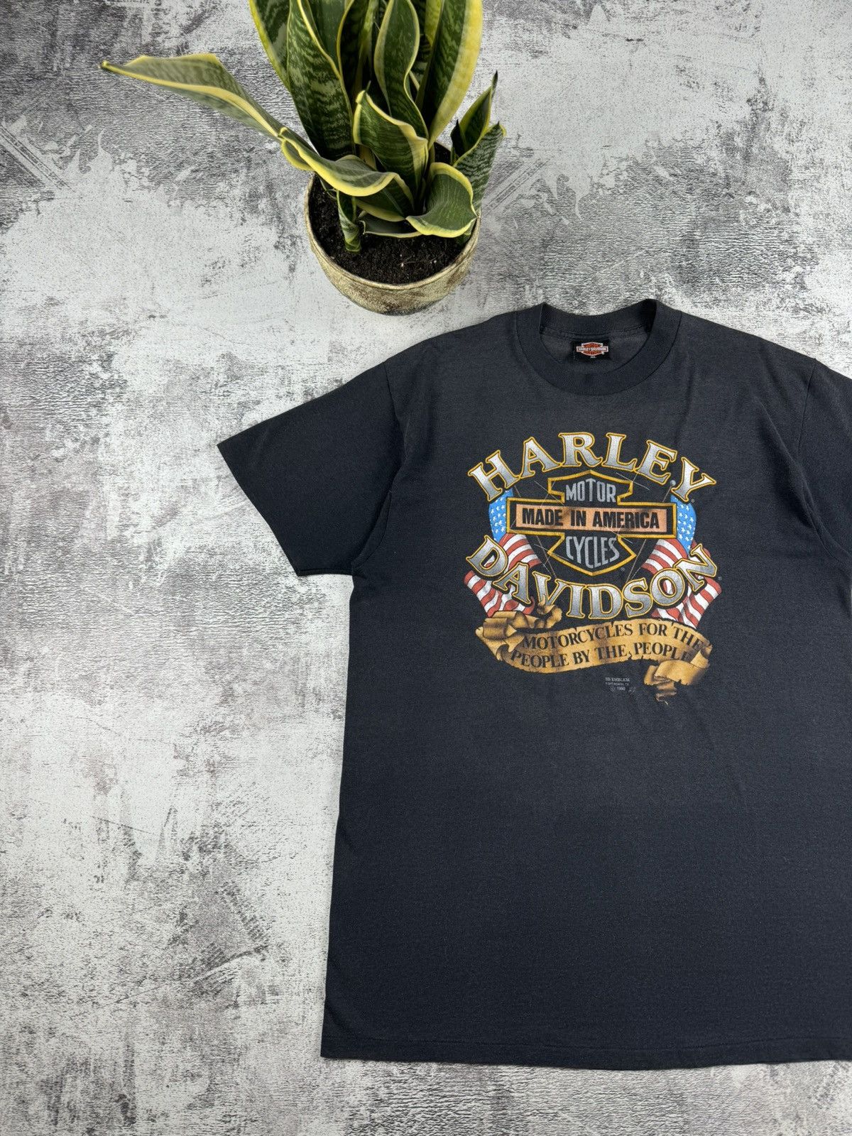 Harley Davidson 90s 1990 Harley Davidson USA Bike Eagle Print T Shirt Tee Size US XL / EU 56 / 4 - 2 Thumbnail