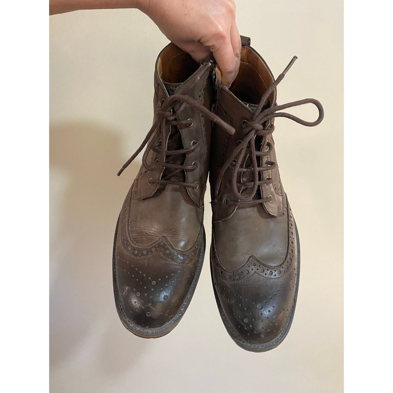 Steve Madden EUC Steve Madden Leather Boots Sprocket Brown 11 Zip Wingtip Size US 11 / EU 44 - 2 Thumbnail