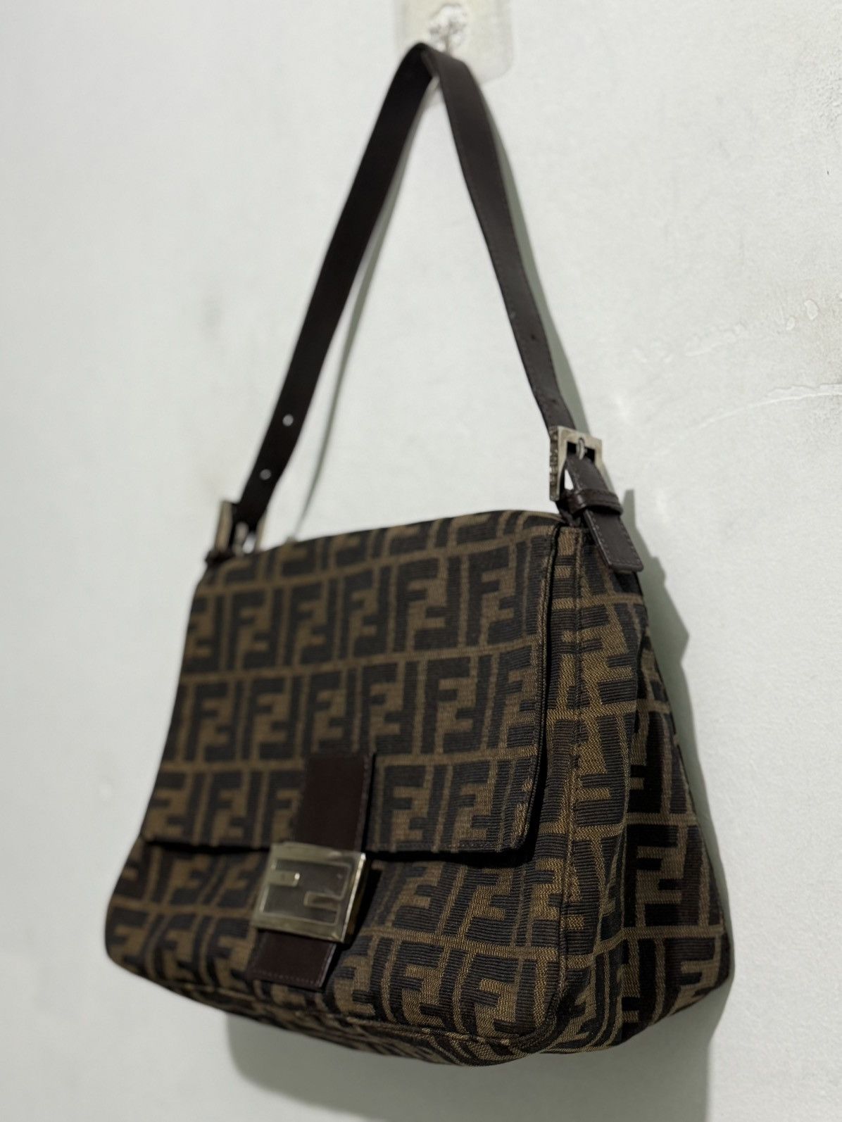 Fendi Fendi Mamma Baguette Bag Zucca Handbag Leather Canvas Brown Size ONE SIZE - 2 Thumbnail