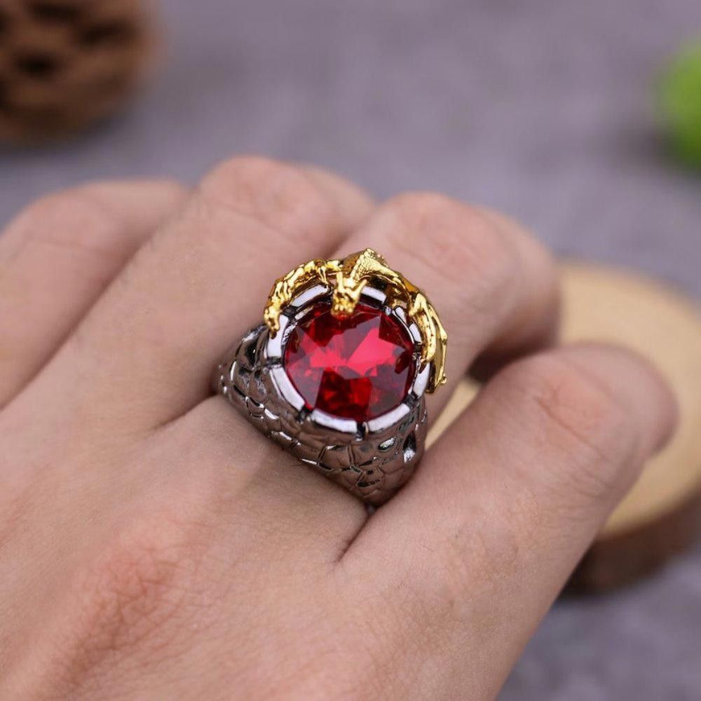 Designer 925 Sterling Silver Domineering Golden Dragon Ring Size ONE SIZE - 9 Thumbnail