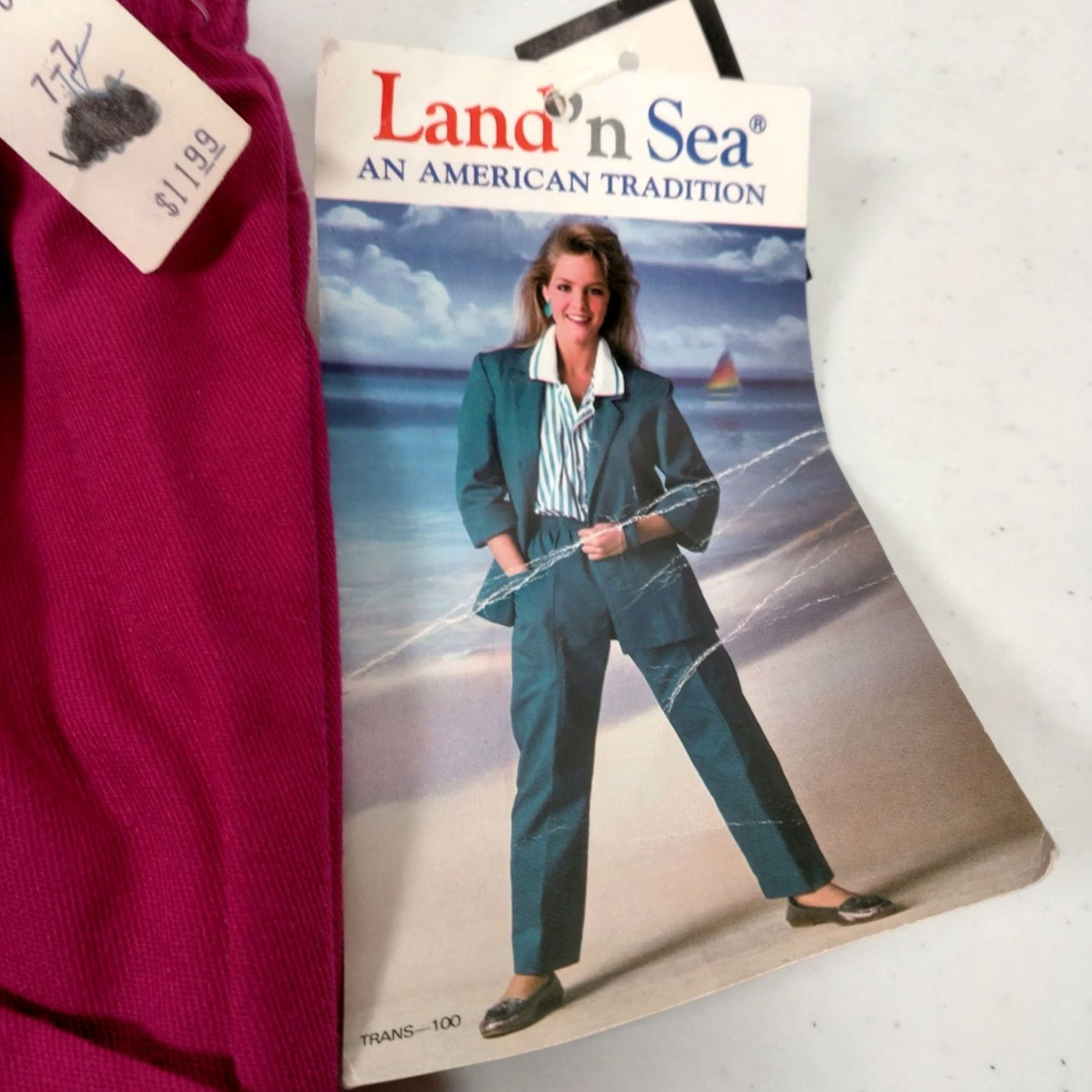 Vintage VINTAGE Land' n Sea Skirt Midi A-Line 18 Maroon Elastic Cotton Blend Twill Pockets Womens Mens? Size 40" / US 18 - 7 Thumbnail