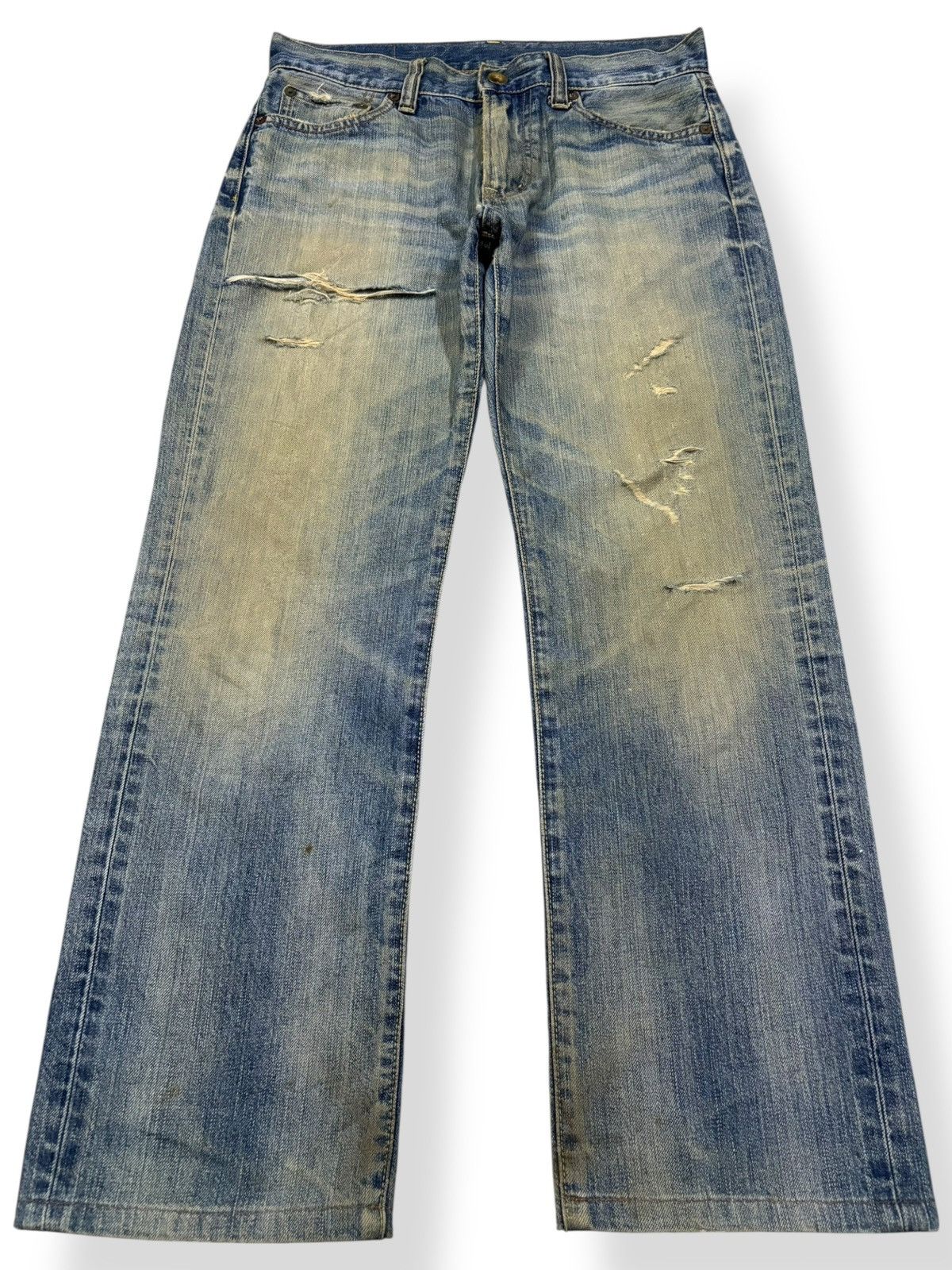 Vintage Japanese Uniqlo S002 Mud Wash Loose Distressed Jeans