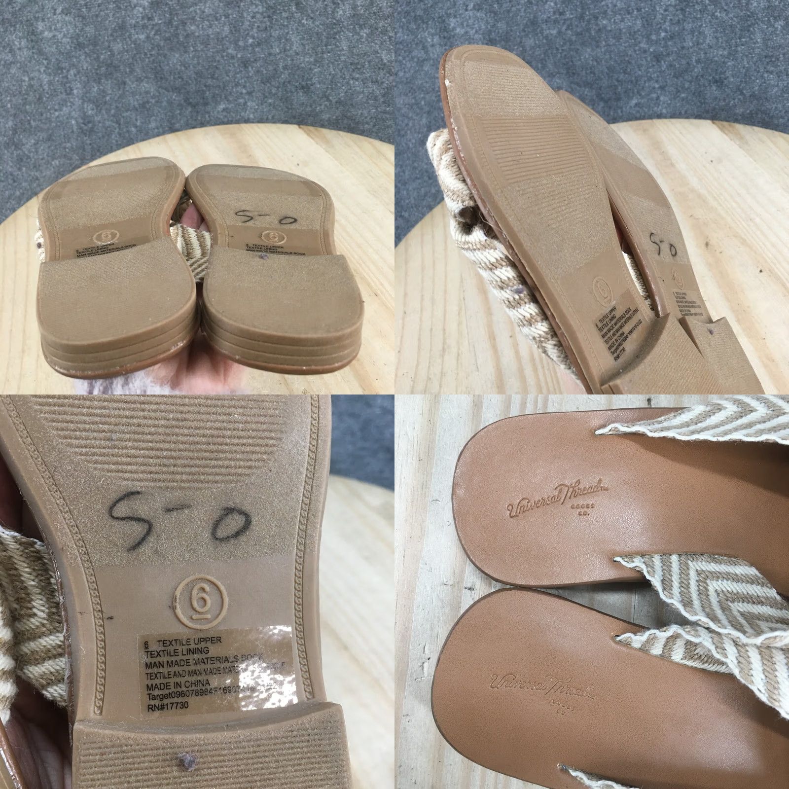 Vintage Universal Thread Sandals Womens 6 Louise Chevron Print Knotted Flats Slide Brown Size US 6 / IT 36 - 9 Thumbnail