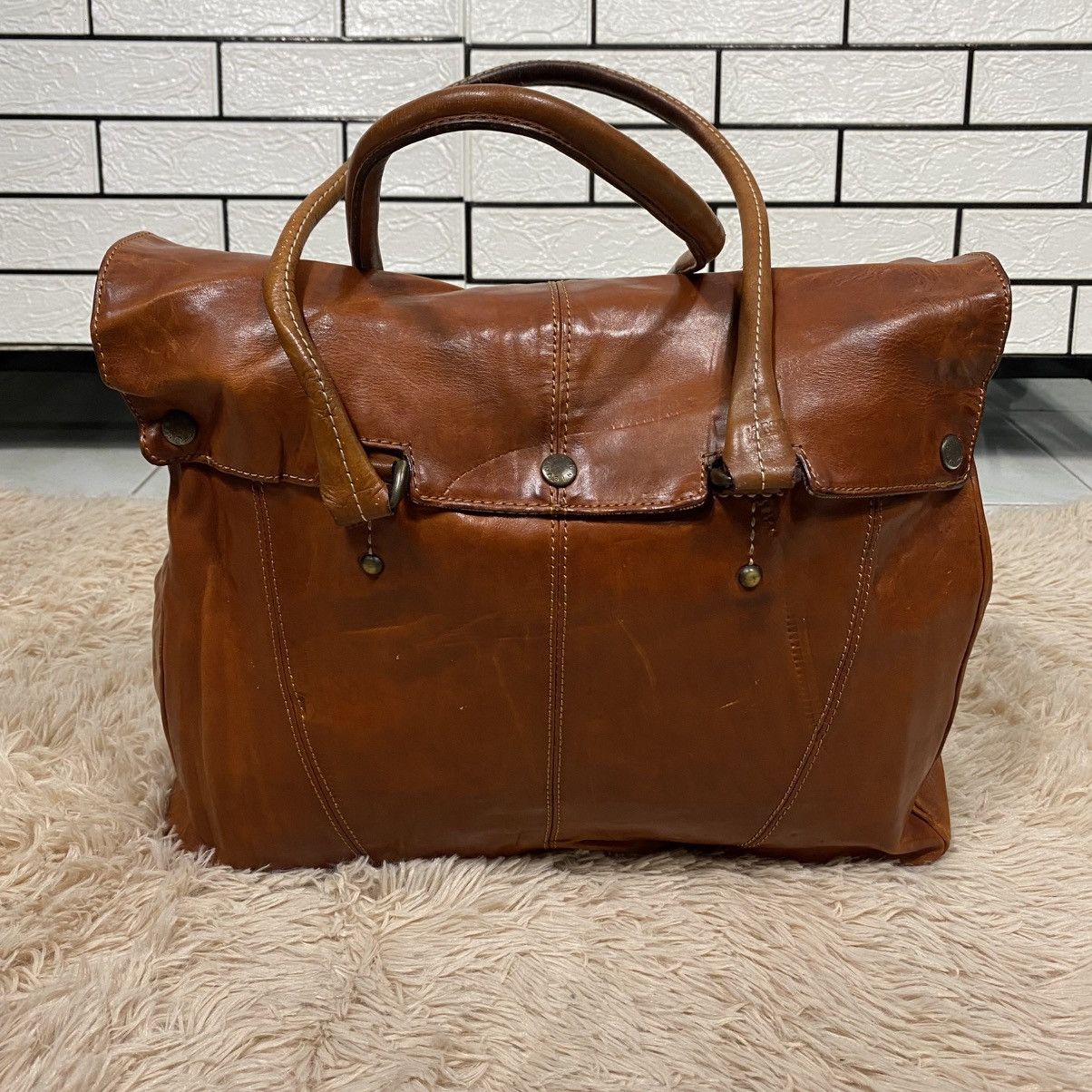 Japanese Brand 📌Vintage Leather Bag Genuine Unison Dept. Size ONE SIZE - 7 Thumbnail