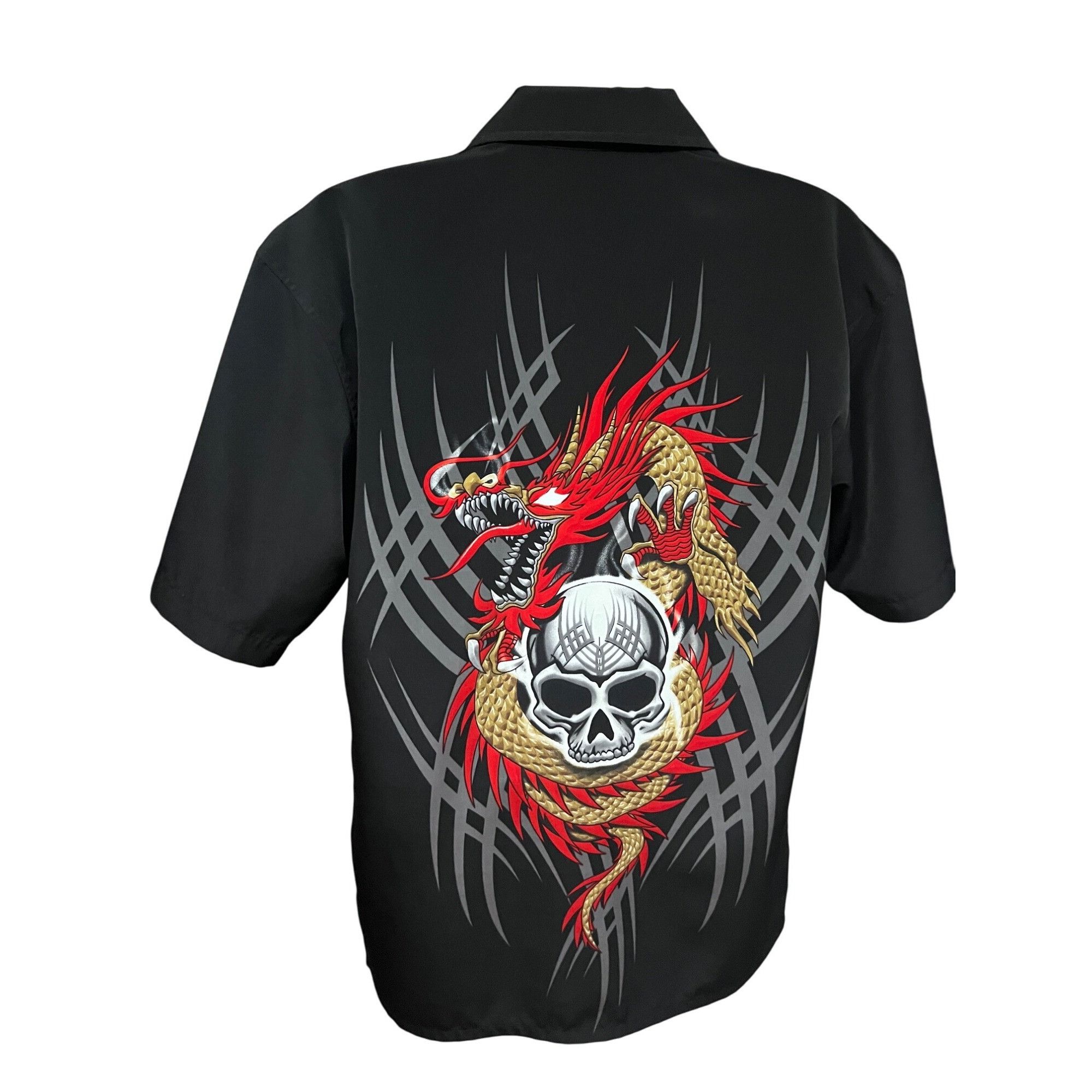 Vintage Shaolin Vintage Y2K Mens Black Graphic Big Print Skull Drago Size US M / EU 48-50 / 2 - 2 Thumbnail