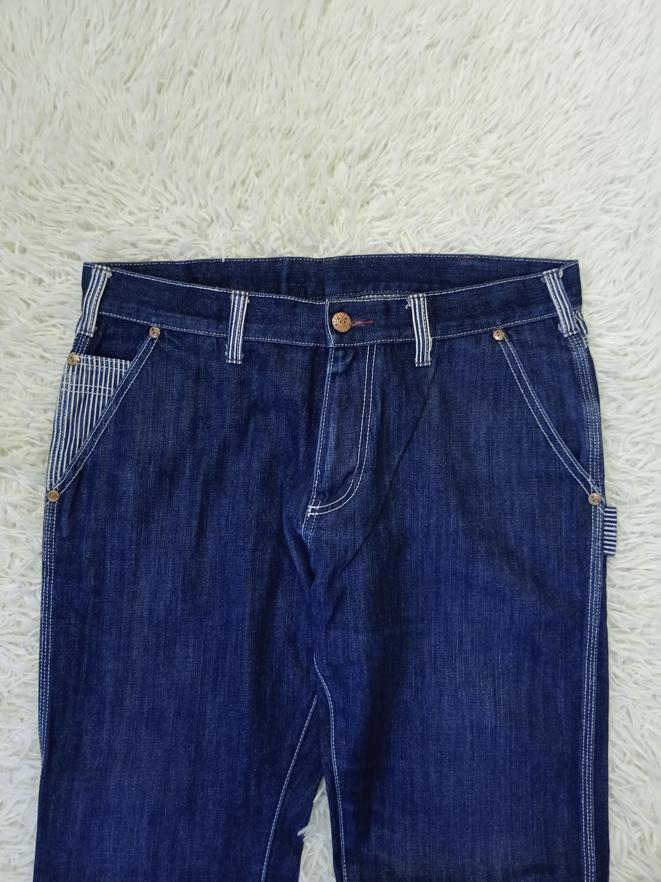 Japanese Brand 2 TONE STRIPE CARPENTER PANDIESTA DENIM PANTS Size US 34 / EU 50 - 4 Thumbnail