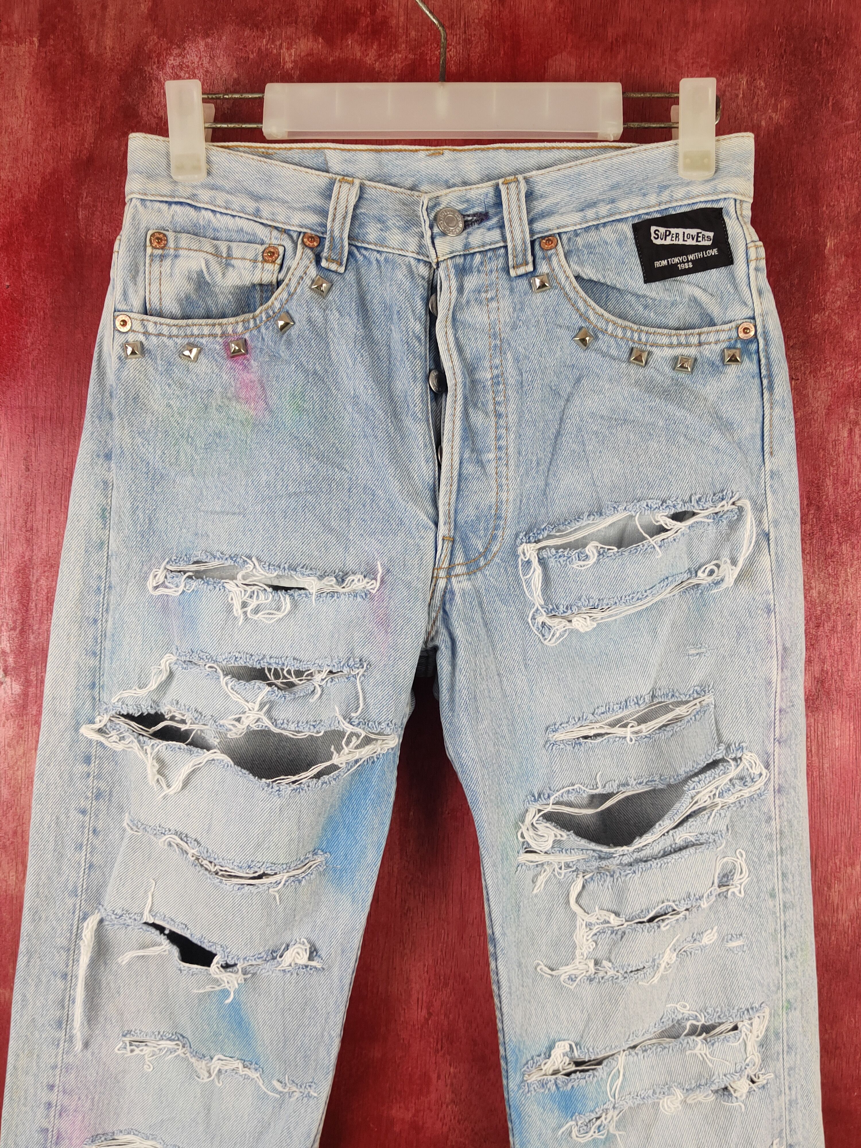 Levi's DL 501 Levi's X Super Lovers Distressed Ripped denim #S2358 Size US 28 / EU 44 - 2 Thumbnail