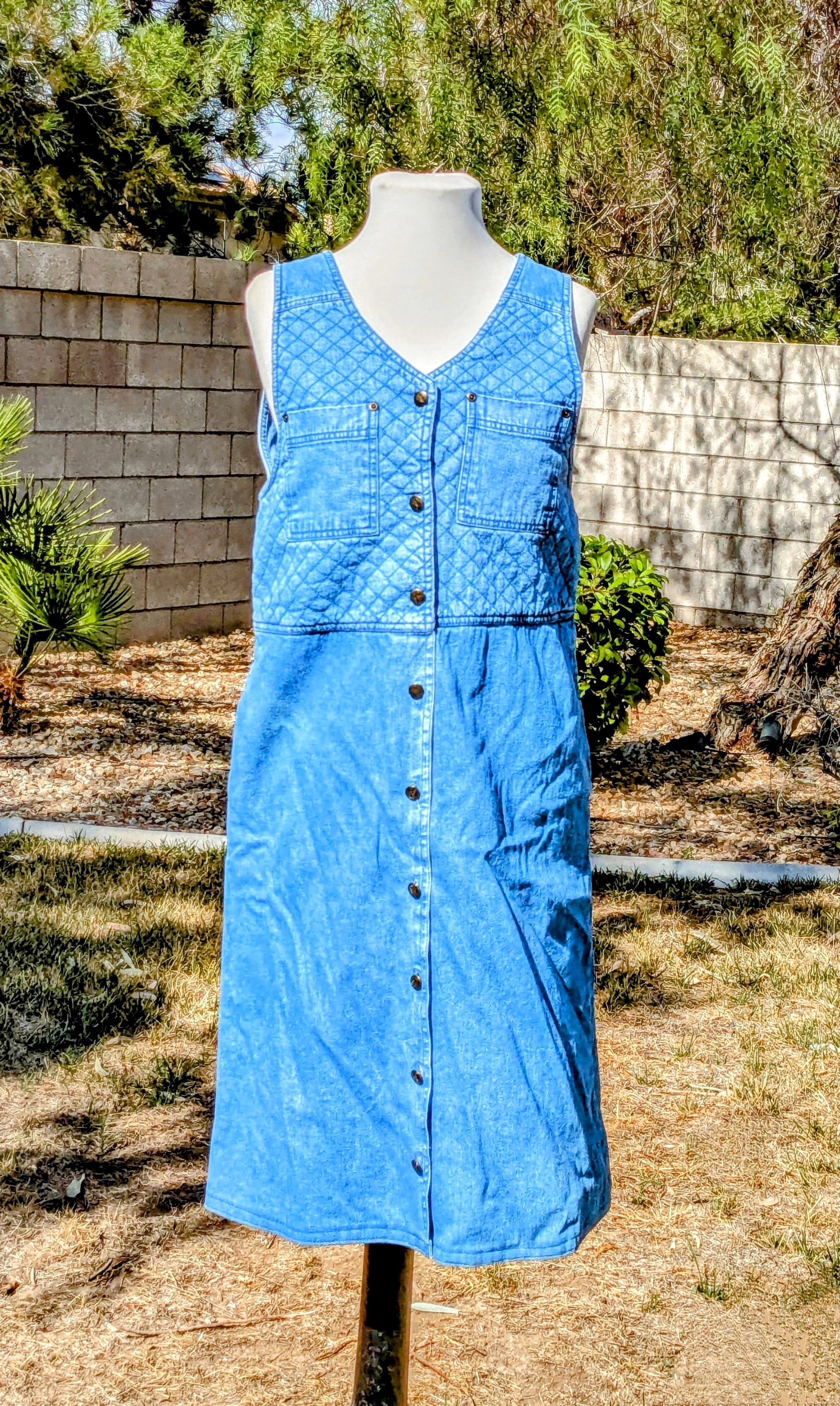 Other Vintage Blue J. 2000s Denim Midi Jean Full Button Dress Size M / US 6-8 / IT 42-44 - 1 Thumbnail