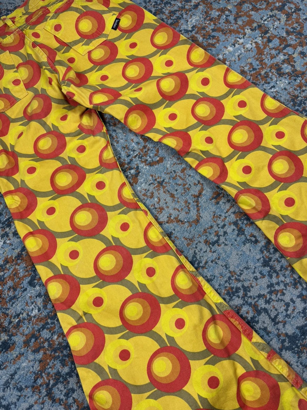 Japanese Brand × Vintage Vintage y2k Crazy patterned extremely flared pants 70s style Size US 31 - 9 Thumbnail