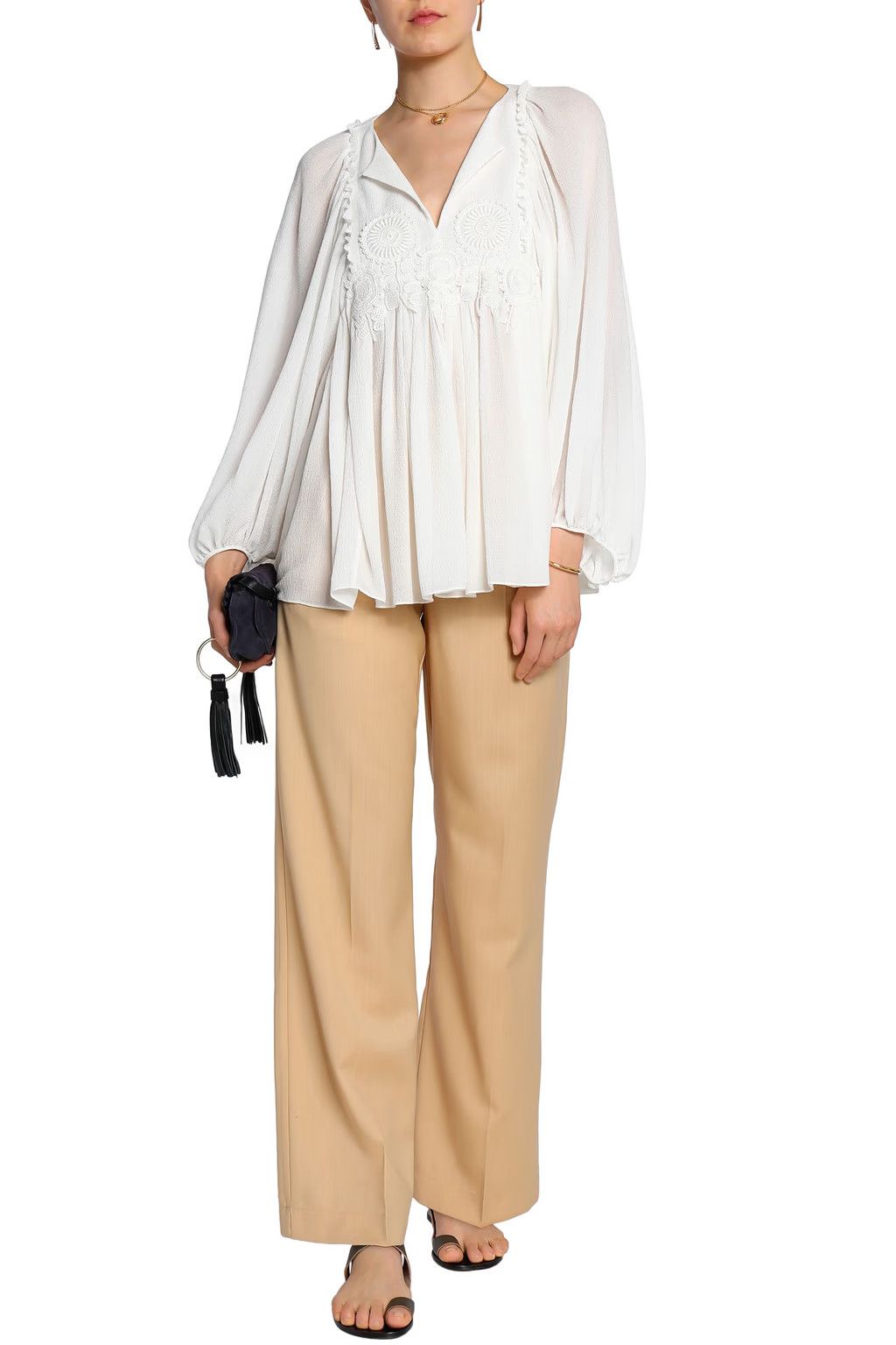 Chloe o1y0825 Silk Blouse in White Size L / US 10 / IT 46 - 2 Thumbnail