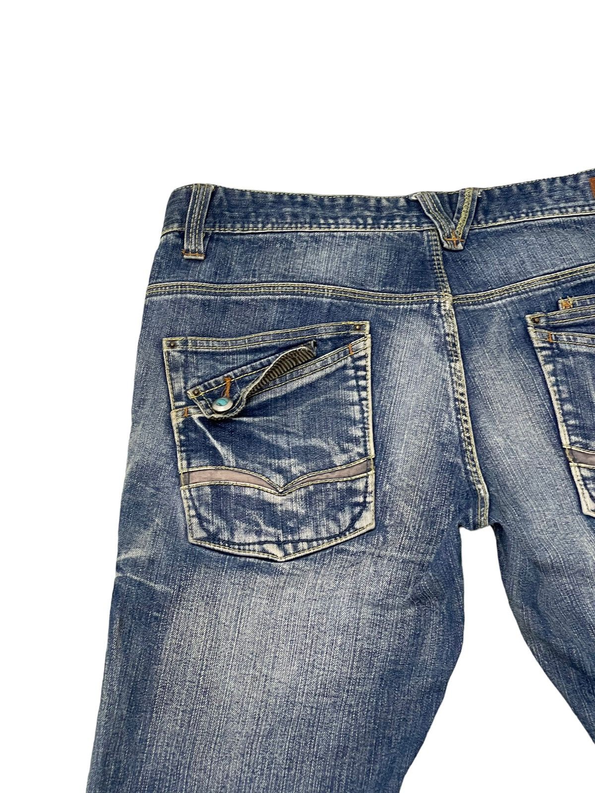 Japanese Brand Flare Jeans Nicole Club Distress Low Rise Boot Cut 7🟦1 Size US 35 - 18 Thumbnail