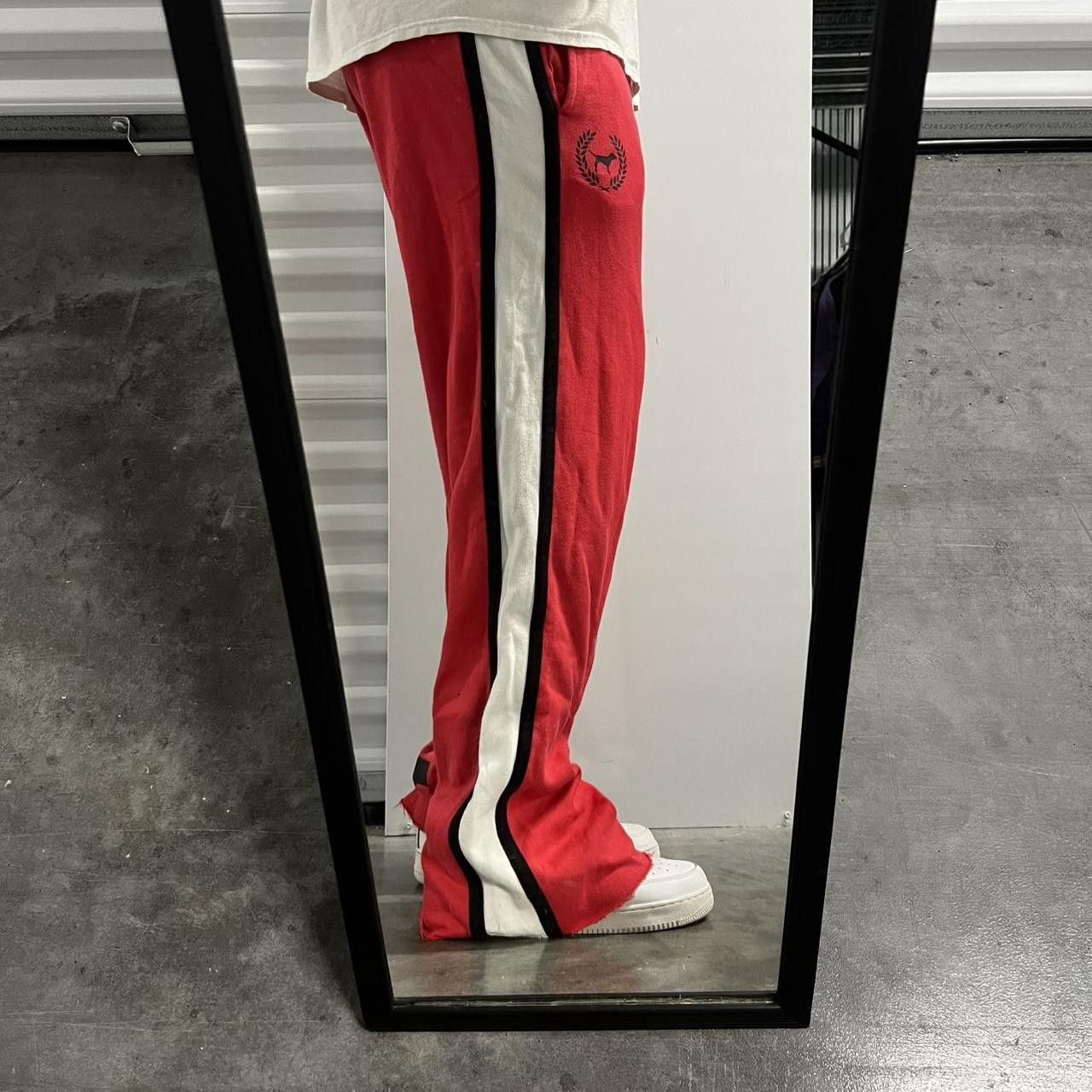 Pink Crazy Vintage Y2K/2000s Baggy Striped Red Pink Victorias Secret Essential Sweatpants with Pockets! Size US 36 / EU 52 - 1 Thumbnail