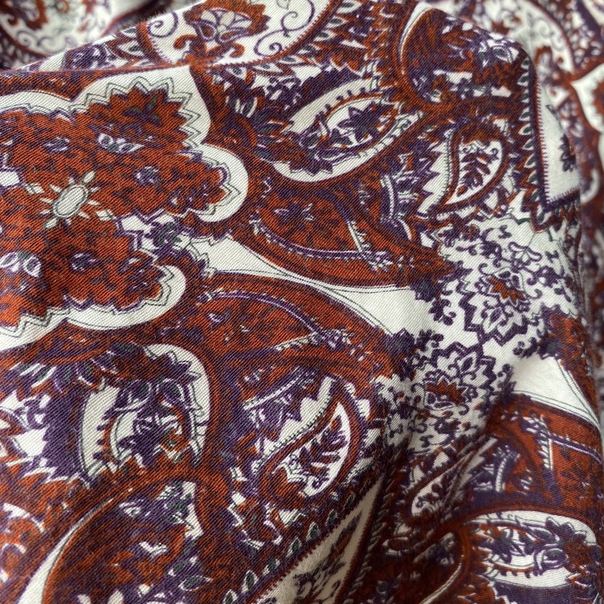 Issey Miyake Plantation Burgundy Paisley Floral Blouse Size M / US 6-8 / IT 42-44 - 7 Thumbnail