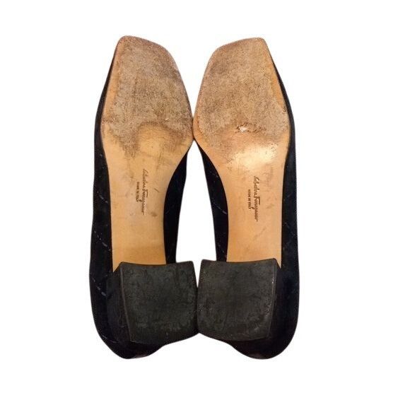 Salvatore Ferragamo Salvatore Ferragamo Size 8 B Black Quilted Square Toe Block Size US 8 / IT 38 - 8 Thumbnail