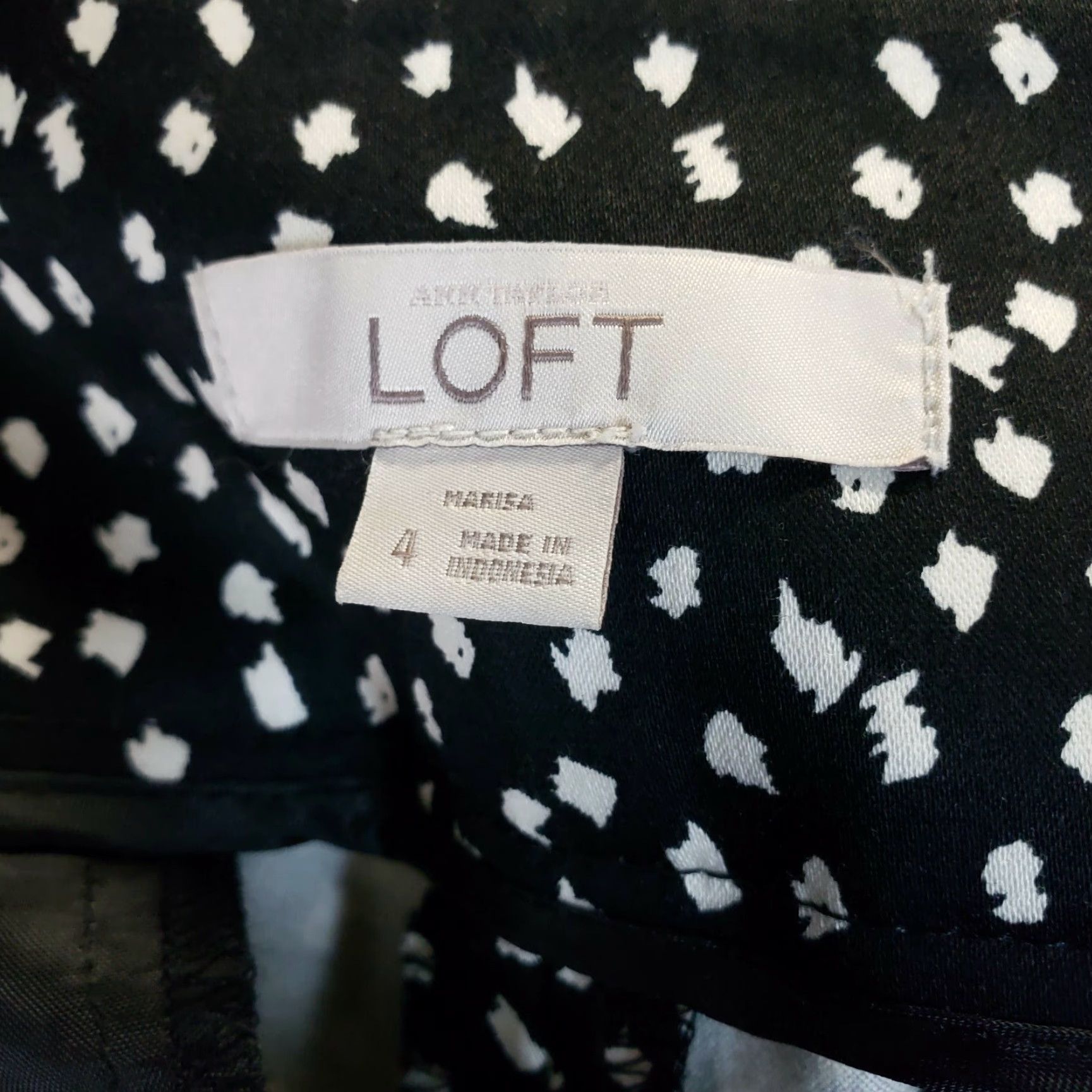 Ann Taylor Ann Taylor LOFT Womens Marisa Cropped Pants Sz 4 Black White Mid Rise Cotton Crop Pants Womens 4 Black Size 27" / US 4 / IT 40 - 7 Thumbnail