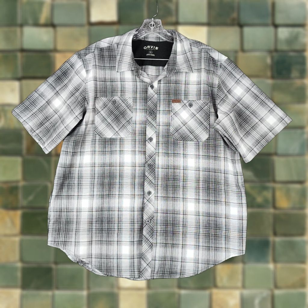 Orvis Orvis Mens Gray Plaid Short Sleeve Button-Up Size XL Size US 36 / EU 52 - 1 Thumbnail