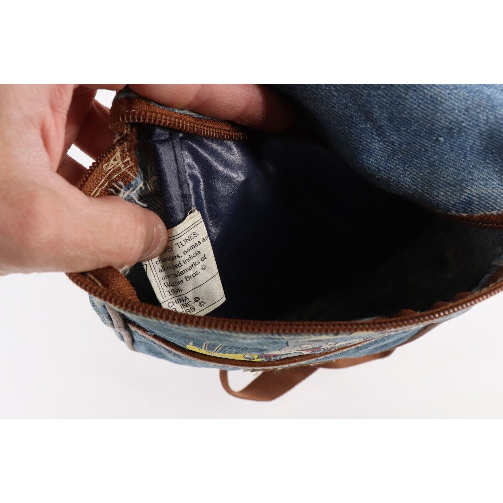 Vintage Vintage 90s Distressed Looney Tunes Denim Mini Backpack Bag Size ONE SIZE - 8 Thumbnail