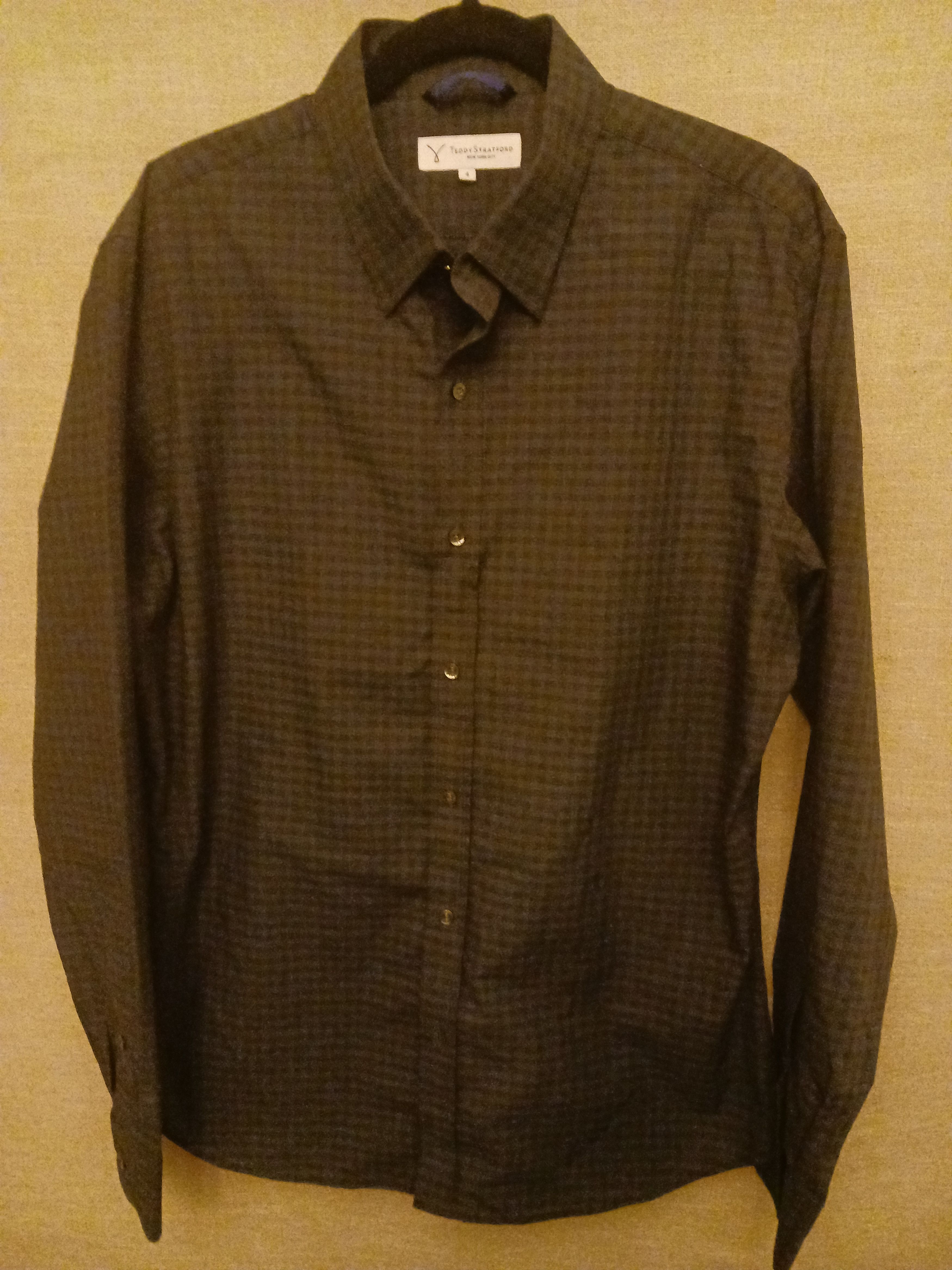 Designer NWOT 100% Cotton Checkered Long Sleeve Shir Size US XL / EU 56 / 4 - 1 Thumbnail