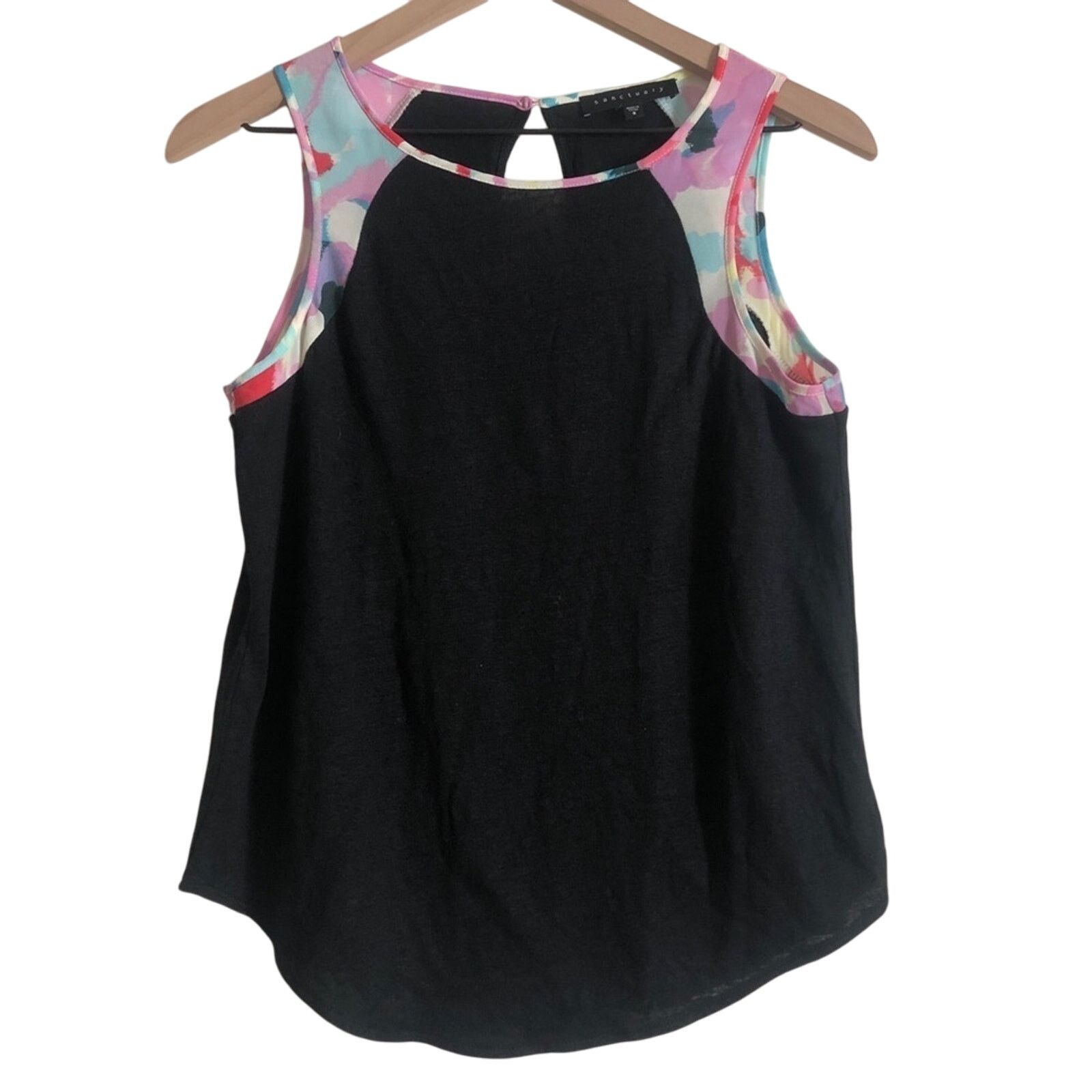 Anthropologie Anthropologie Sanctuary Linen Black Multicolor Tank Top Size S / US 4 / IT 40 - 1 Thumbnail