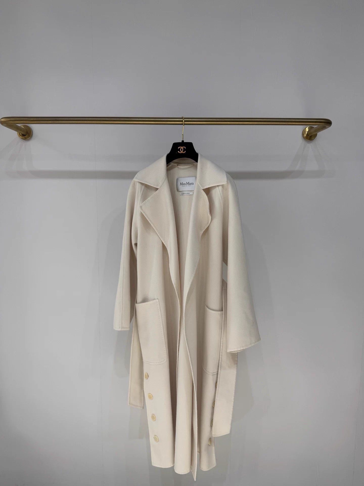 Max Mara Maxmara Cream Button-Detail Wool Coat FR36 98 New Size S / US 4 / IT 40 - 4 Thumbnail