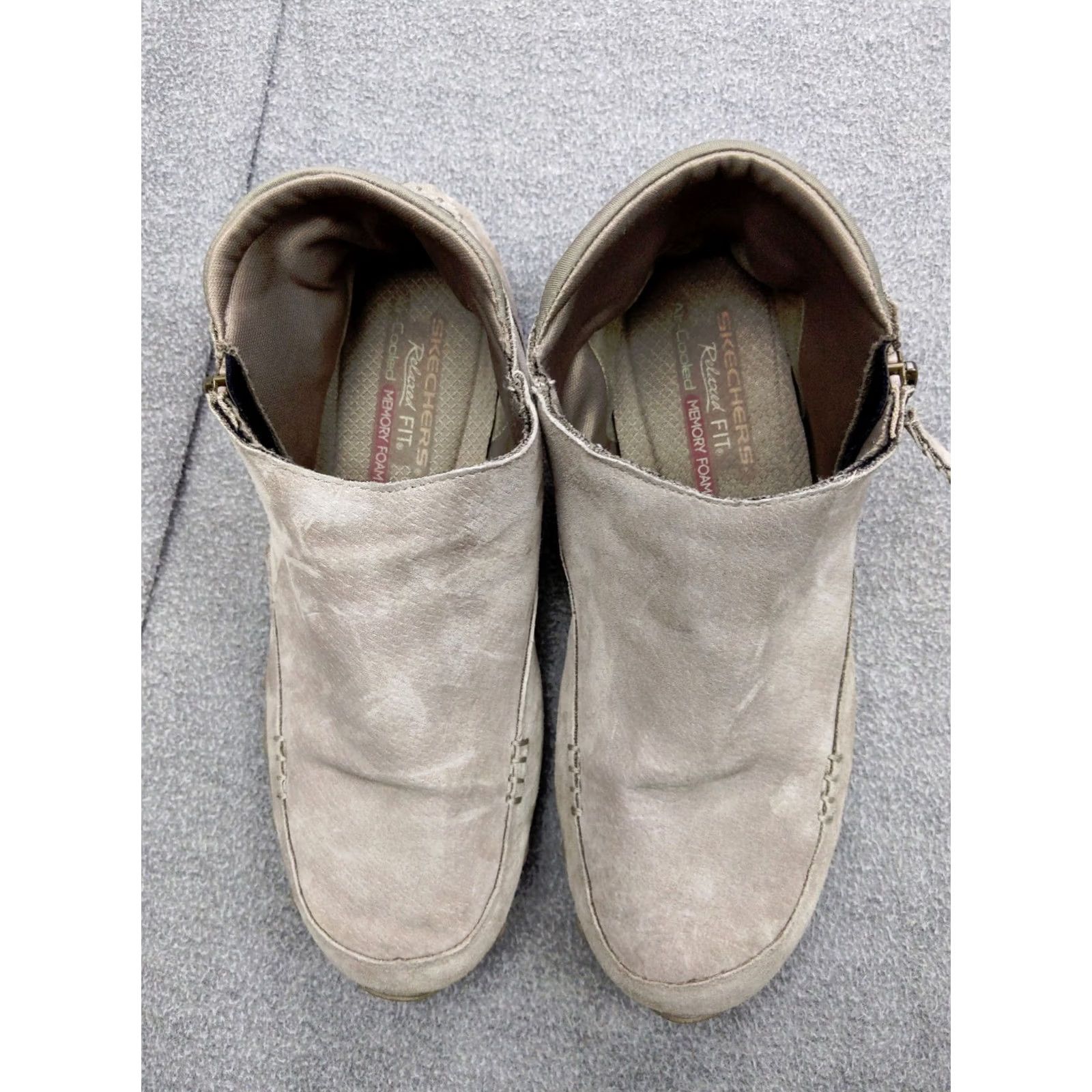 SKECHERS Skechers Bikers Boots Womens 10 40 Beige Leather Suede Zip up Ankle Booties Size US 10 / IT 40 - 2 Thumbnail