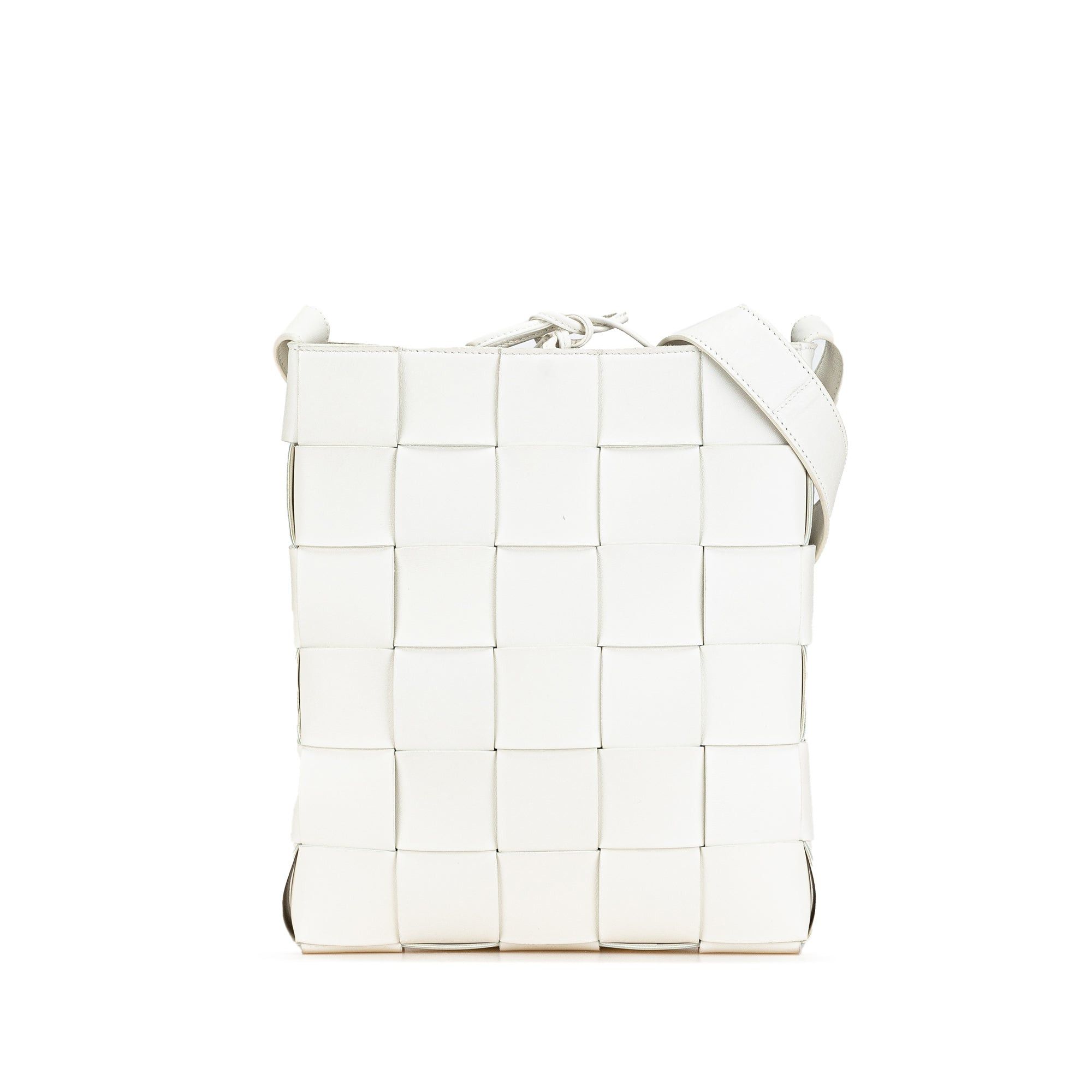 Bottega Veneta White Nappa Intrecciato Cassette Messenger Crossbody Bag, Women's