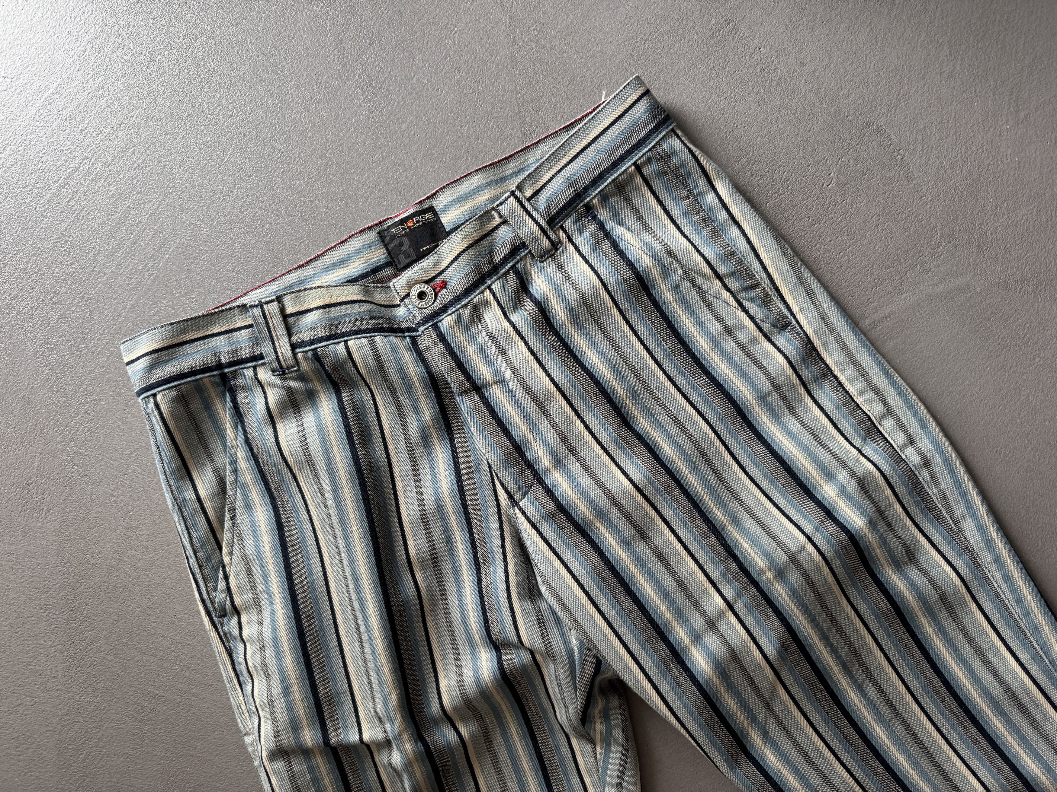 Energie Vintage Energie Striped Bell Bottom Flared Jeans Size US 31 - 4 Thumbnail
