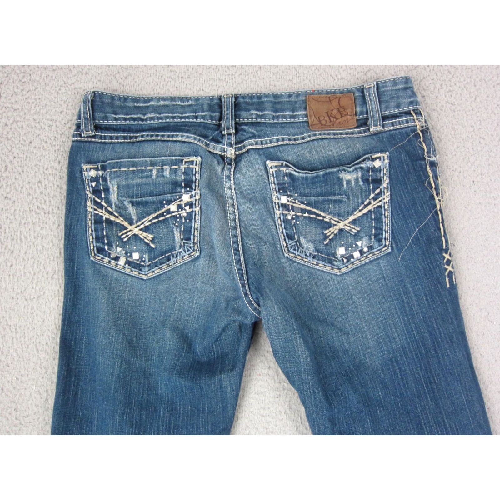 Vintage Buckle BKE Jeans Womens 30 x 25 Blue Madison Skinny Stretch Denim Distressed 90s Size 30" / US 8 / IT 44 - 6 Thumbnail