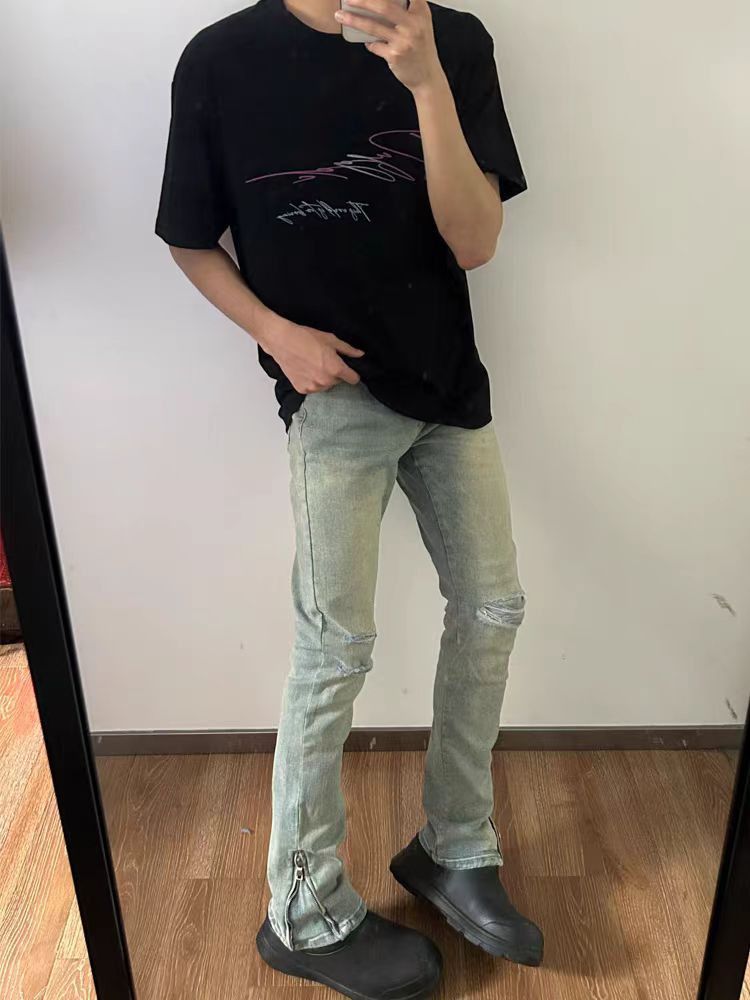 Japanese Brand × Jean Washed and distressed zipper jeans Size US 30 / EU 46 - 2 Thumbnail