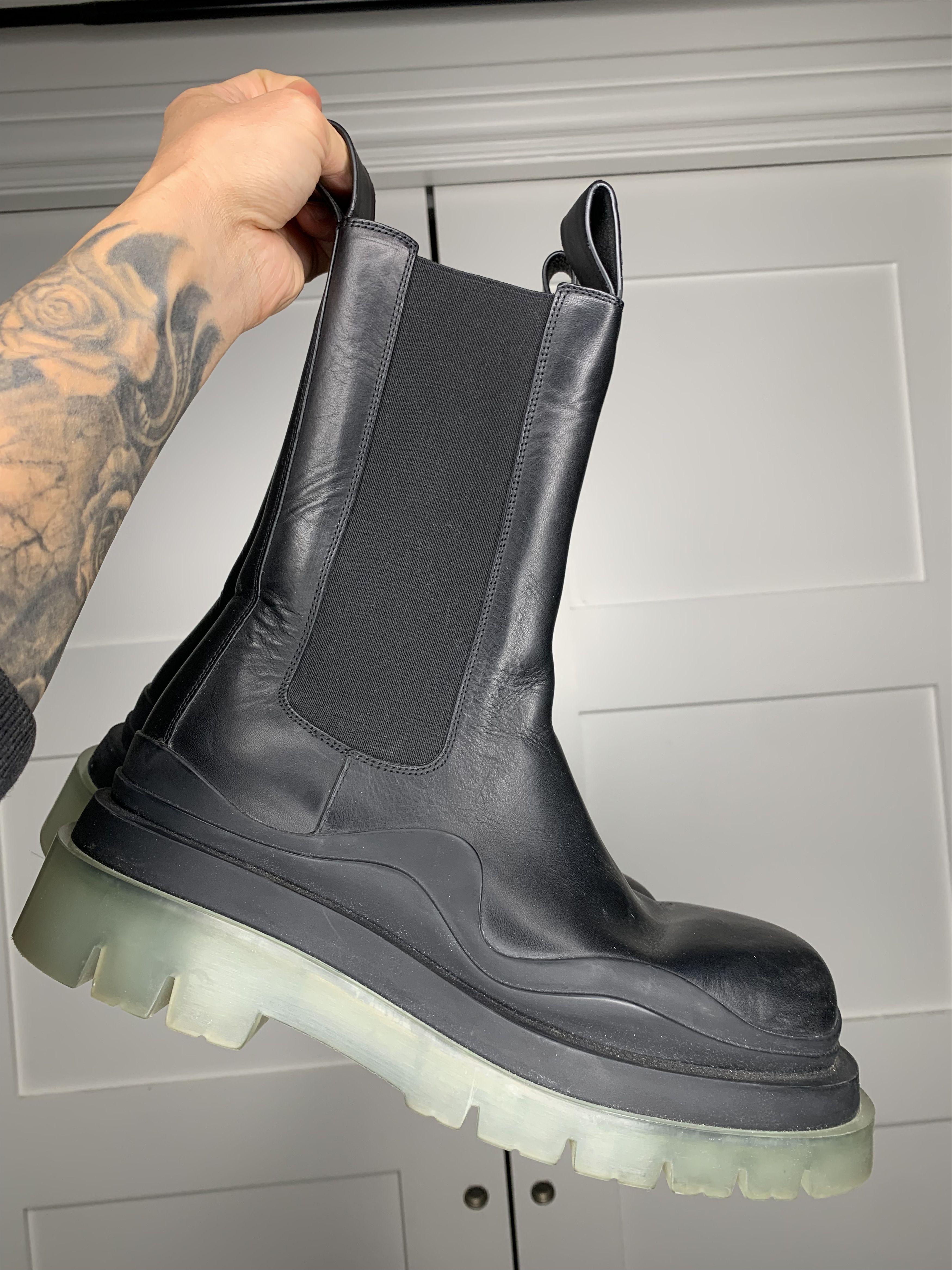 Bottega Veneta Bottega Veneta Tire Lug Leather Black Chelsea Boots Size US 7.5 / EU 40-41 - 12 Thumbnail