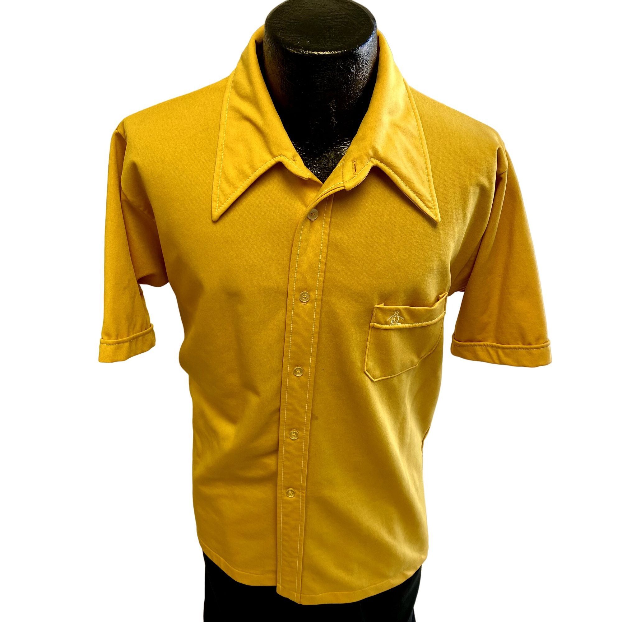 image of Unkwn 70's Munsingwear Disco Polo Penguin Logo Mod Surfer Shirt L in Yellow, Men's (Size XL)