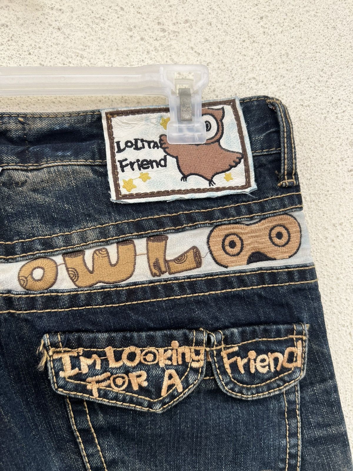 Vintage Lolita Owl Rusty Blue Denim Distressed Jeans Size US 29 - 19 Thumbnail