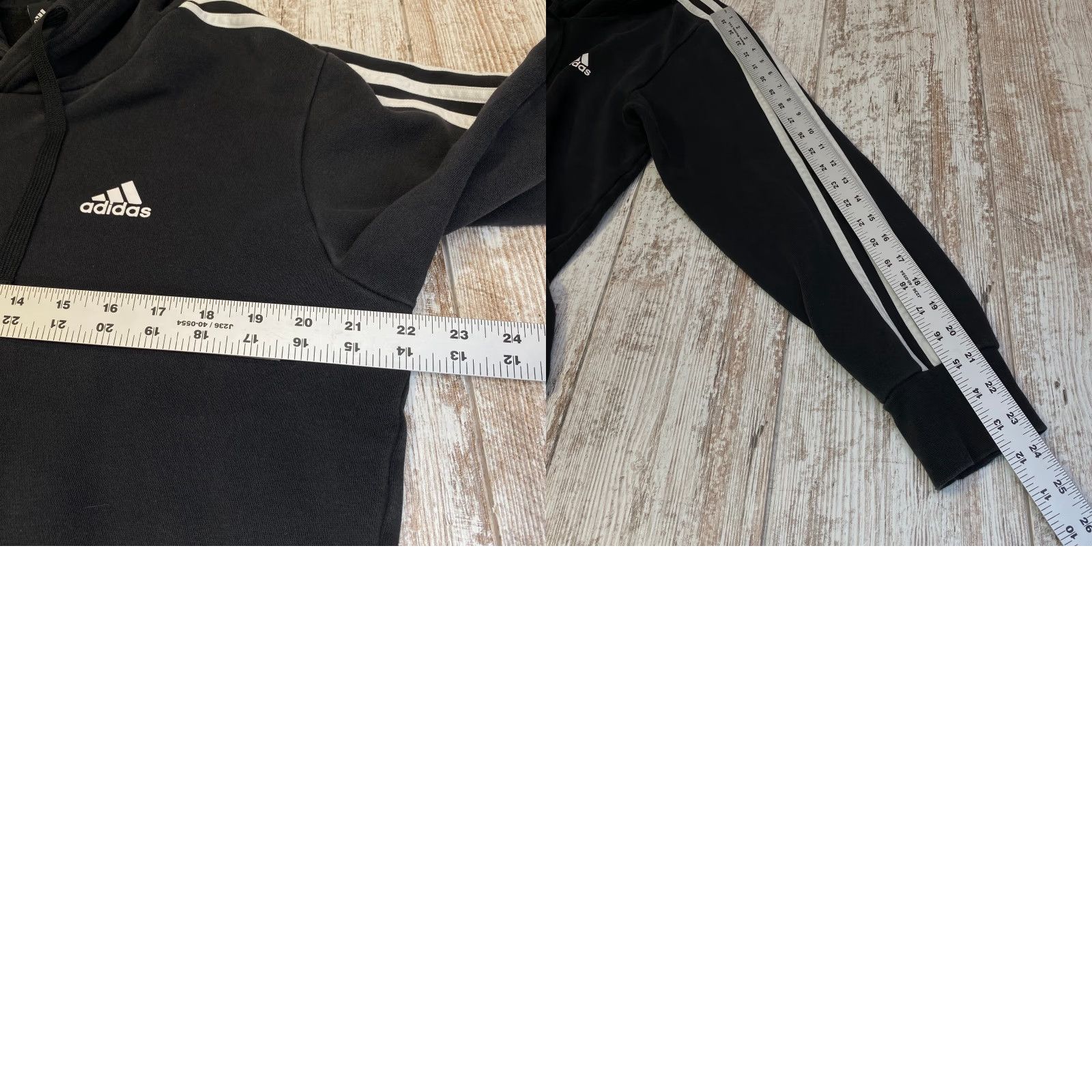 Adidas VINTAGE Adidas Hoodie Mens Large Black White Logo Spelled Out White Stripes 7259 Size US L / EU 52-54 / 3 - 8 Thumbnail