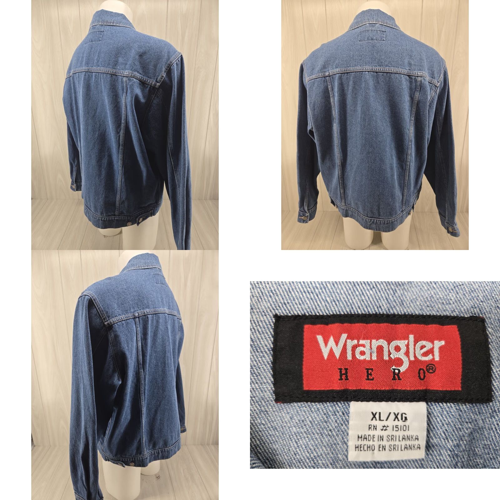 Wrangler VINTAGE Wrangler Hero Denim Jean Jacket Mens XL Button Up Trucker Jeans Size US 36 / EU 52 - 8 Thumbnail