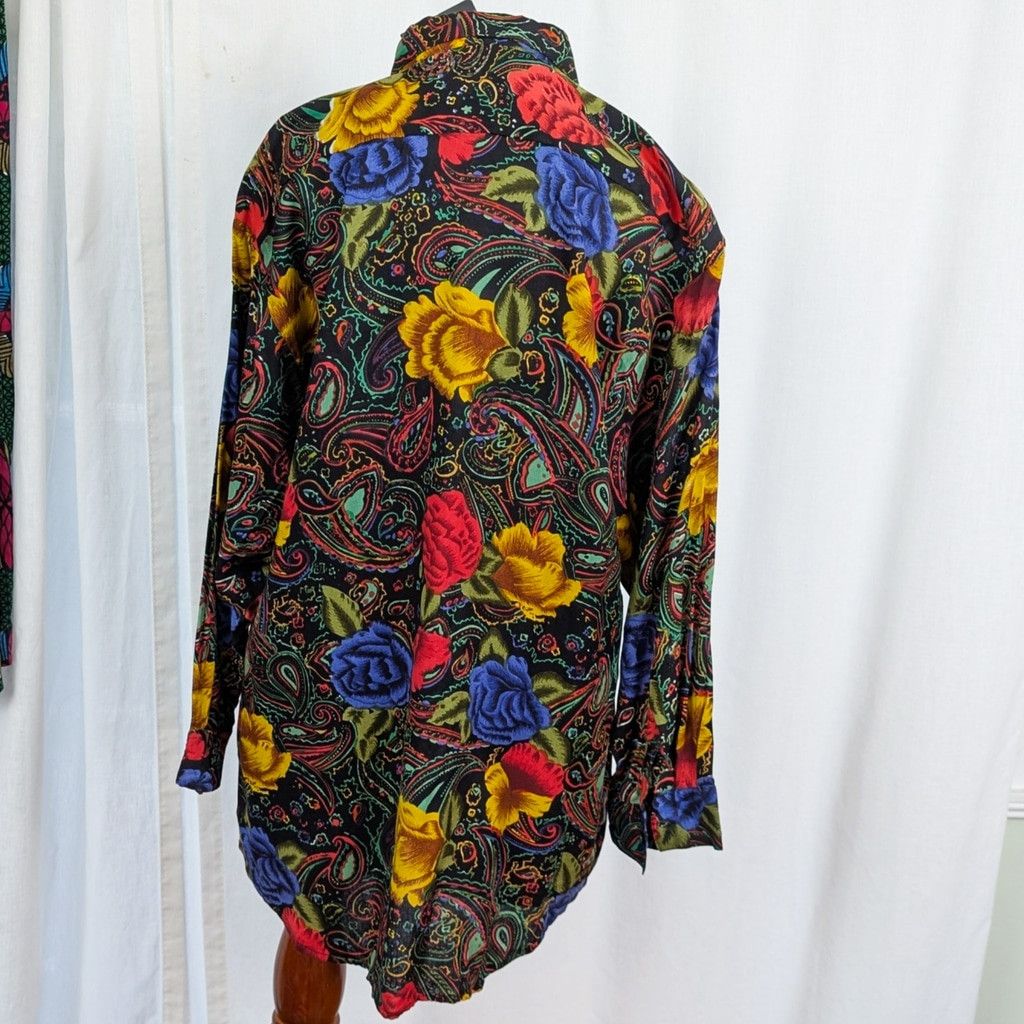 Vintage Deadstock Jane Ashley Paisley Beaded Rayon Oversized Shirt L Size L / US 10 / IT 46 - 4 Thumbnail