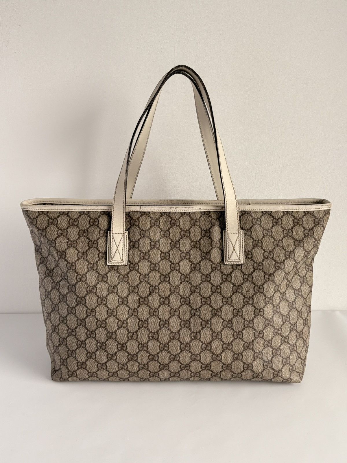 Gucci Gucci Supreme GG Monogram Large Tote Bag PVC Canvas White Size ONE SIZE - 7 Thumbnail