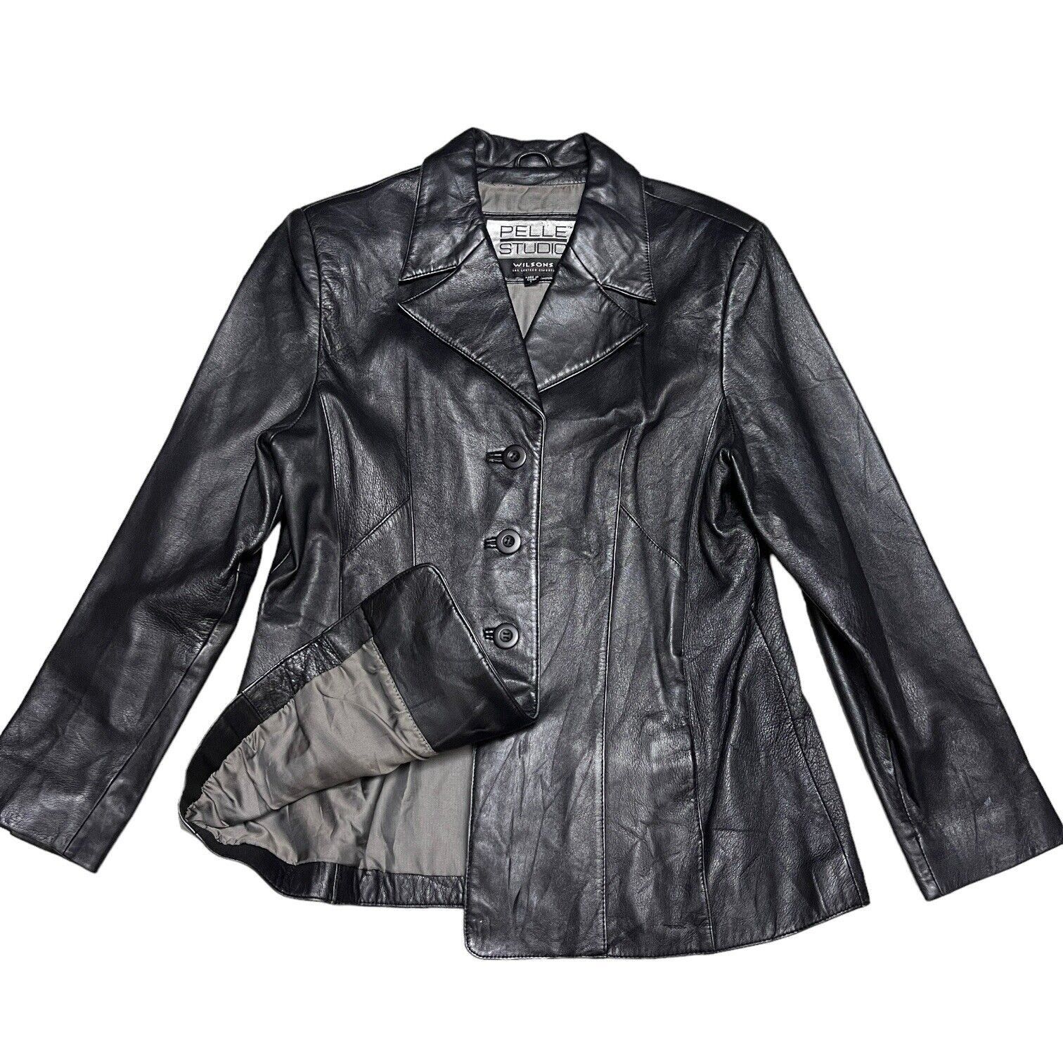 Wilsons Leather Wilson’s Leather Pelle Studio Vintage Black Leather Jacket Size M / US 6-8 / IT 42-44 - 1 Thumbnail